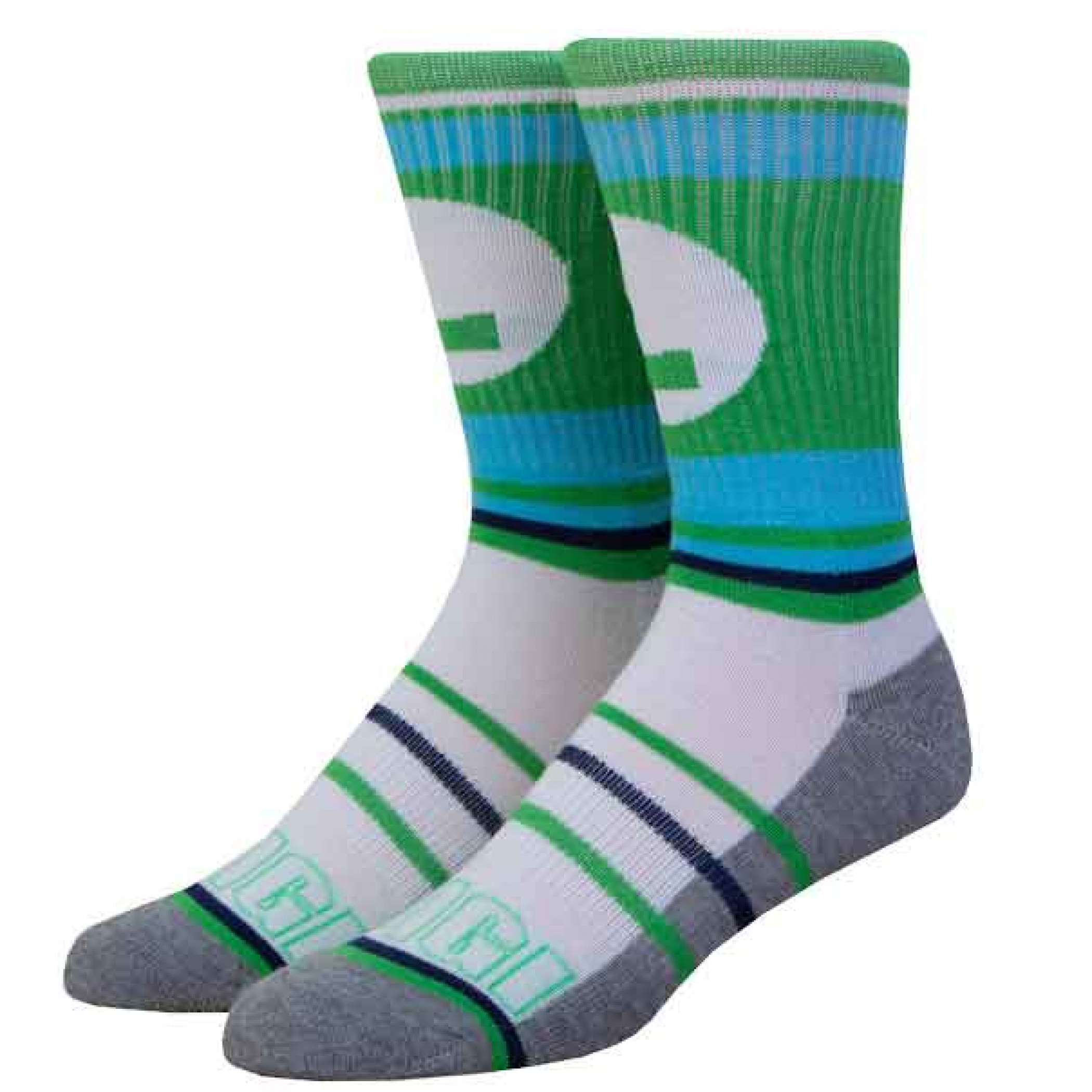 Super Mario Luigi Color Blocked Crew Socks, Green
