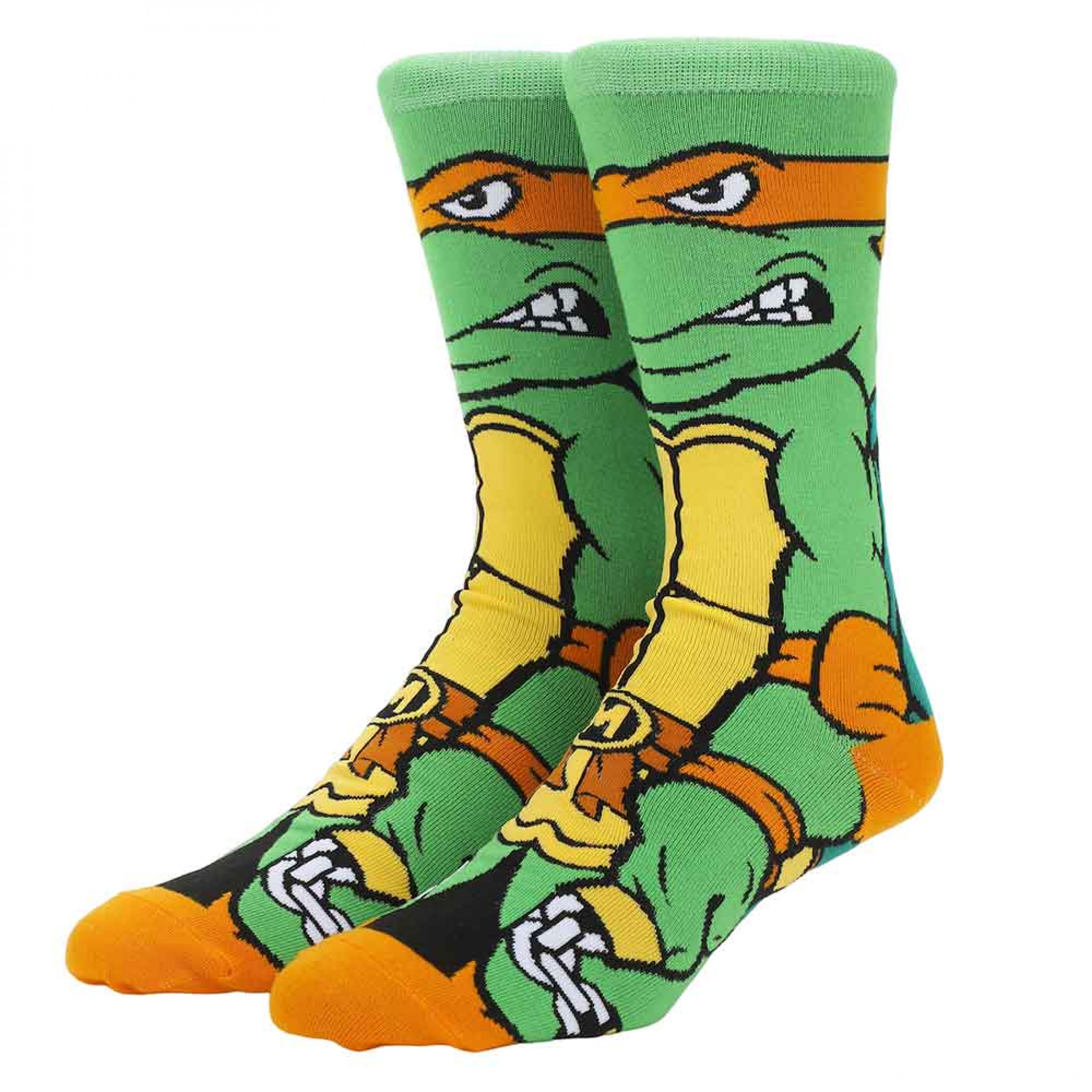 Teenage Mutant Ninja Turtles Michelangelo 360 Character Crew Socks, Green