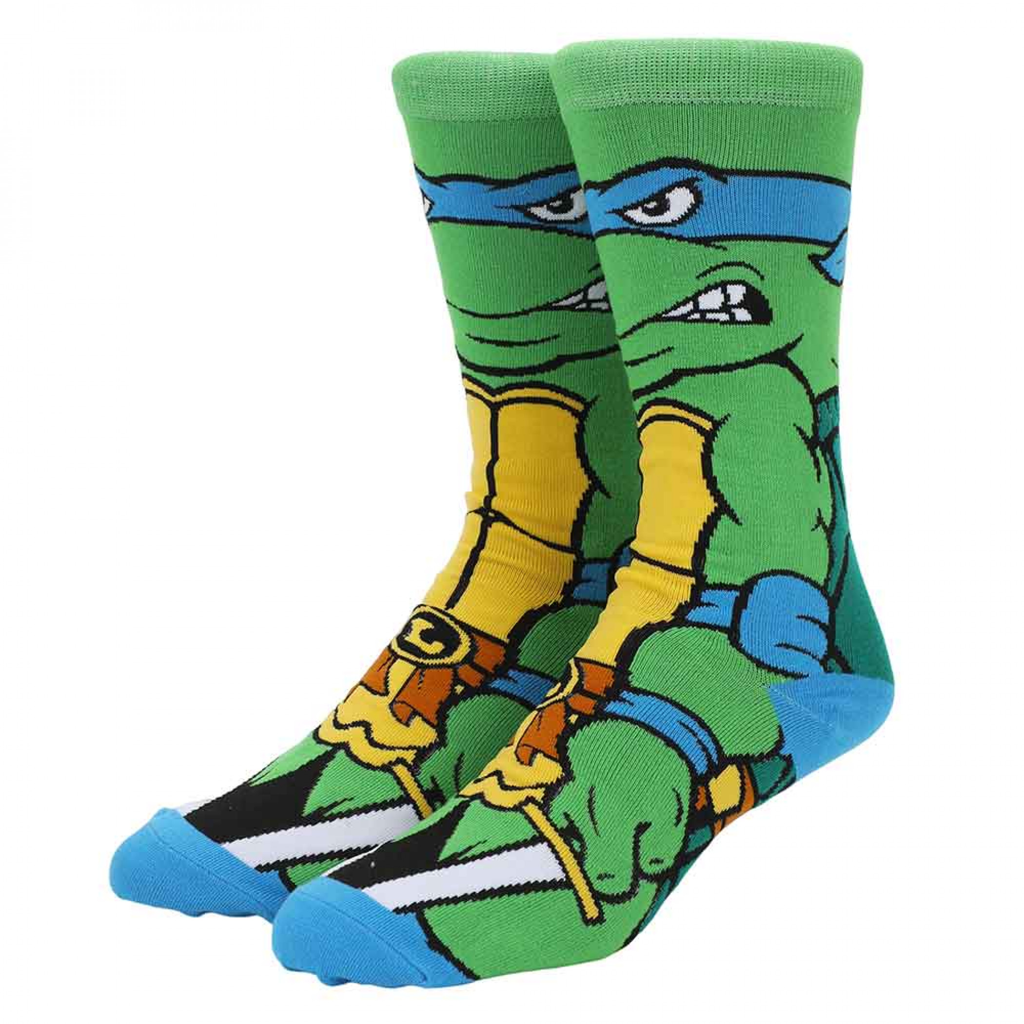 Teenage Mutant Ninja Turtles Leonardo 360 Character Crew Socks, Green
