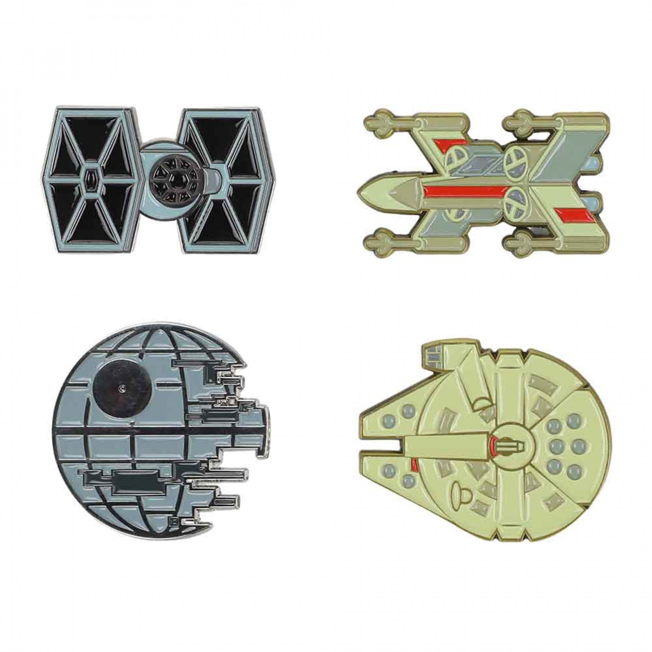 Star Wars Tie Fighter and Rebel X-Wing 4-Pack Lapel Pin Set, Multi-Color