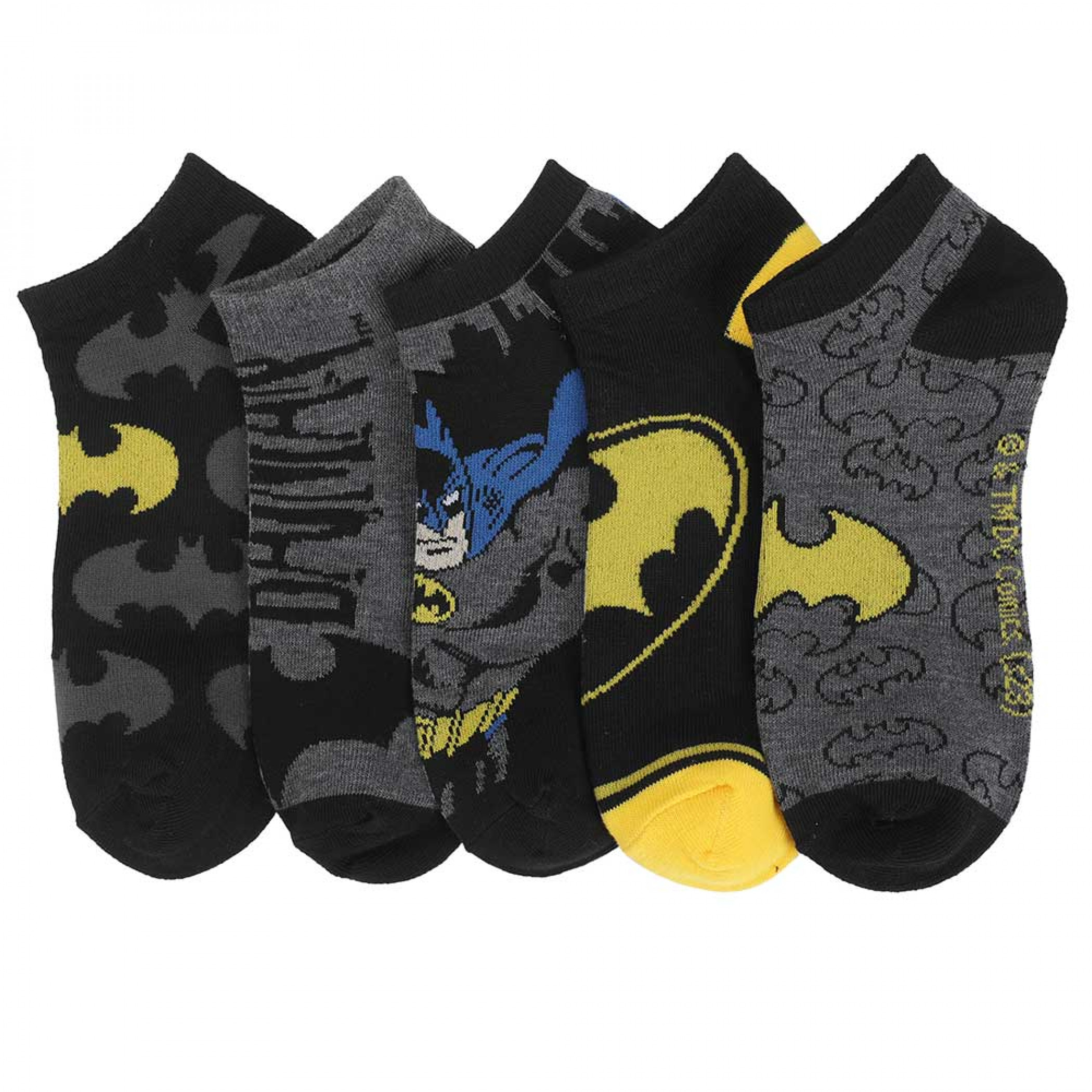 Batman Logos 5-Pair Pack of Ankle Socks, Multi-Color