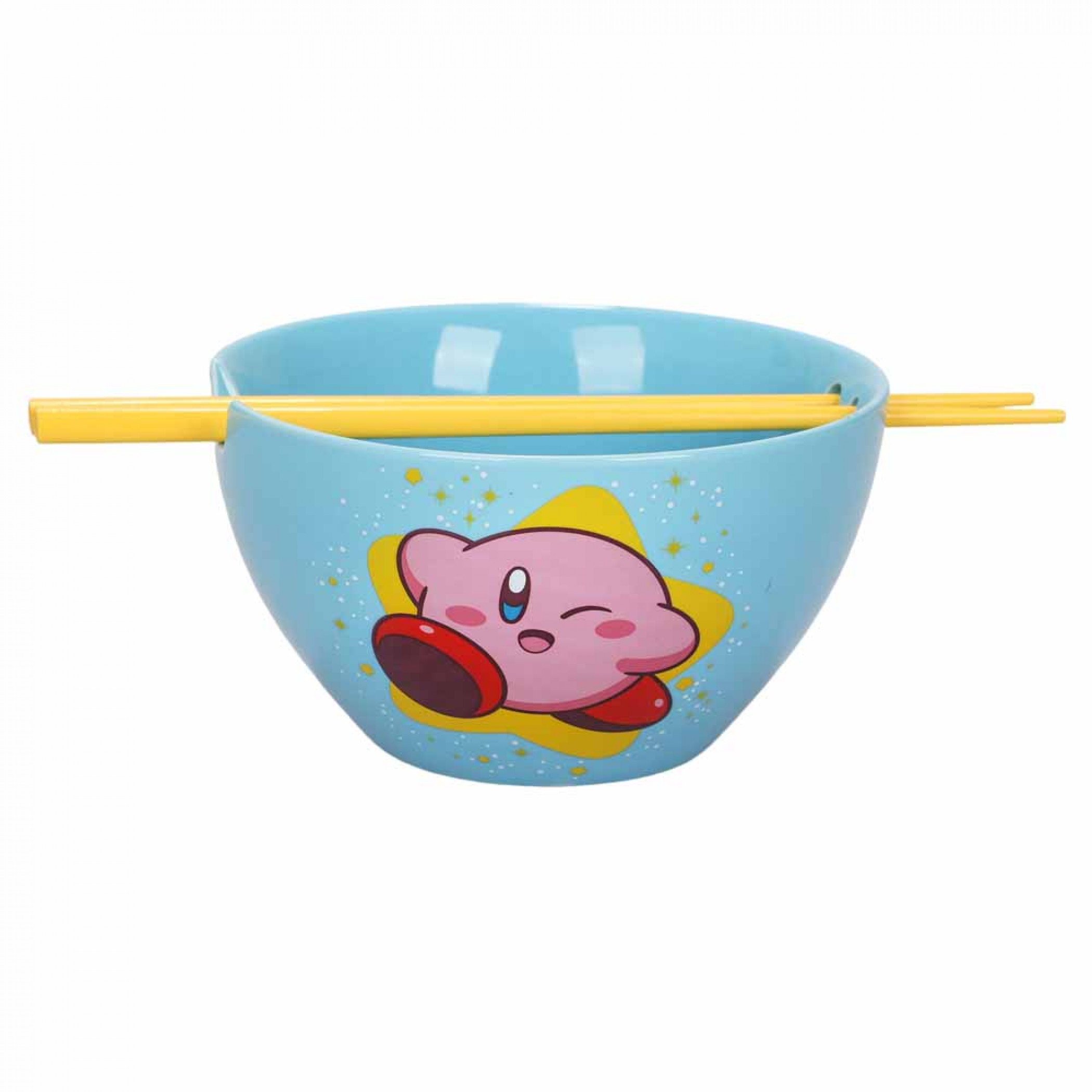 Kirby Shining Star 20oz Ceramic Ramen Bowl with Chopsticks, Blue