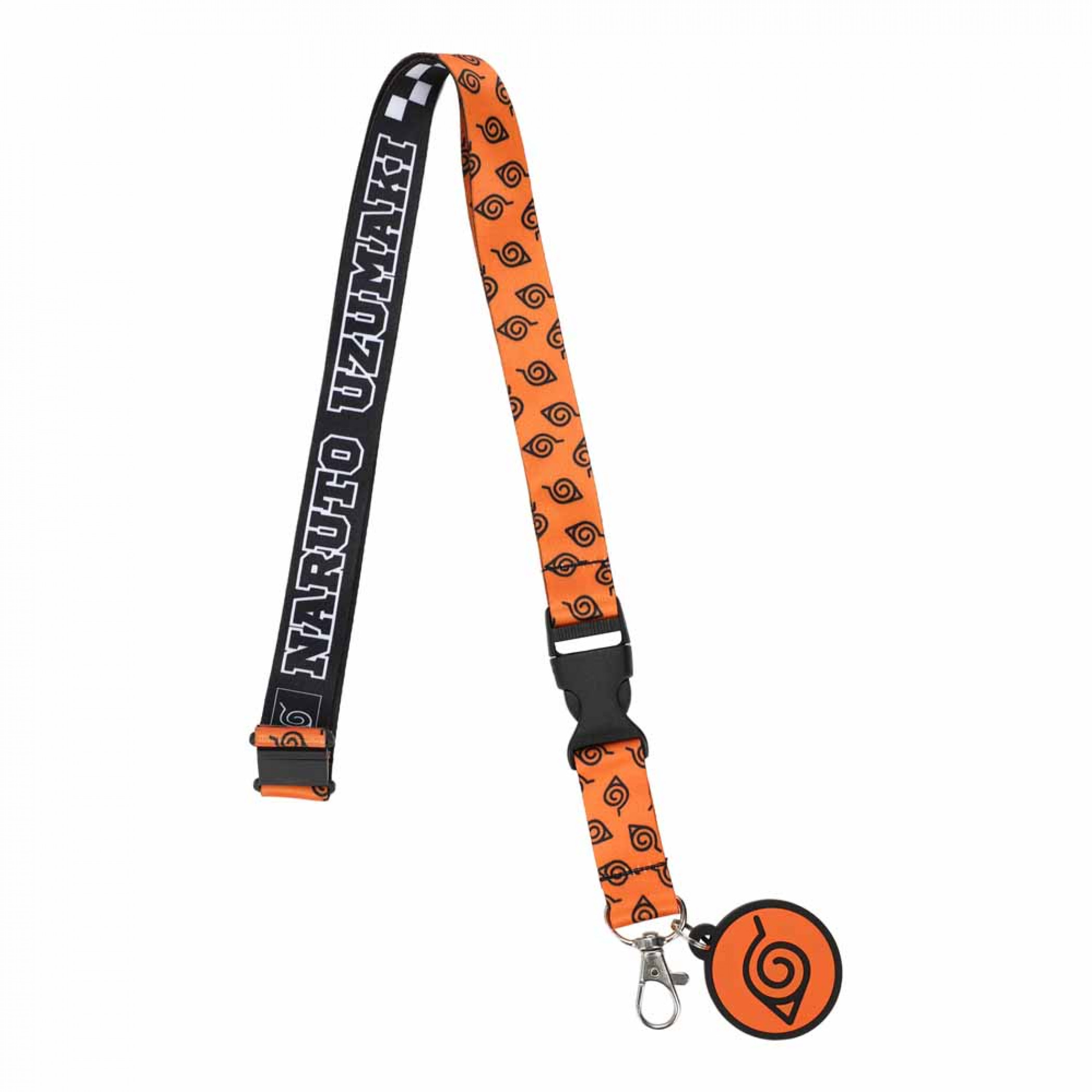 Naruto Hidden Leaf Village Symbol Lanyard with Rubber Charm, Orange