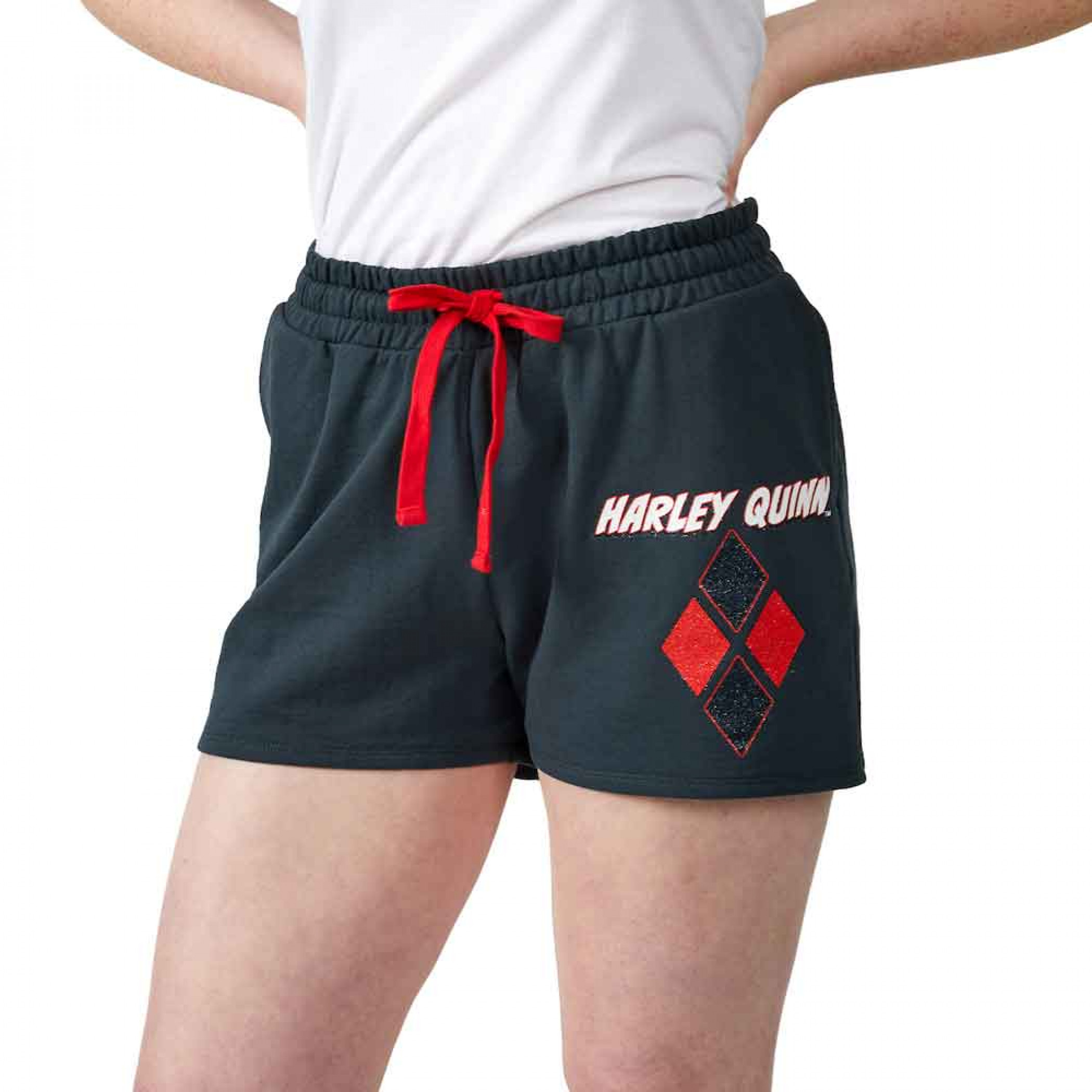 Harley Quinn Logo Sweat Shorts, Black