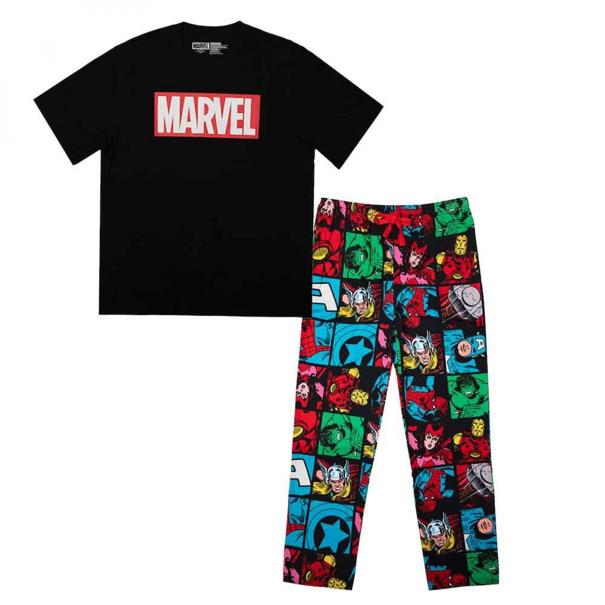 Marvel Brick Logo and Classic Avengers Art Loungewear Set, Multi-Color