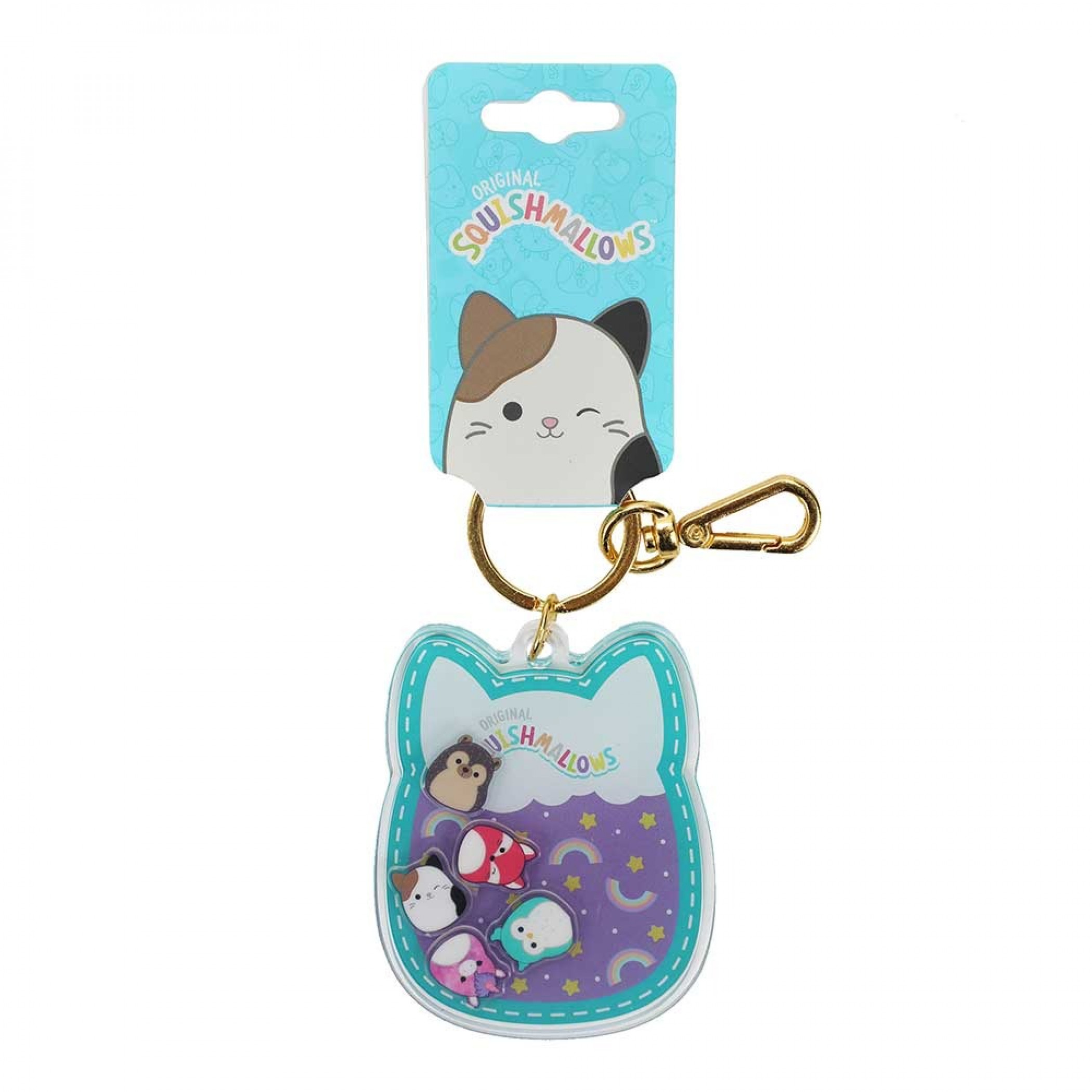 Squishmallows Mixed Characters Shaker Keychain, Gold