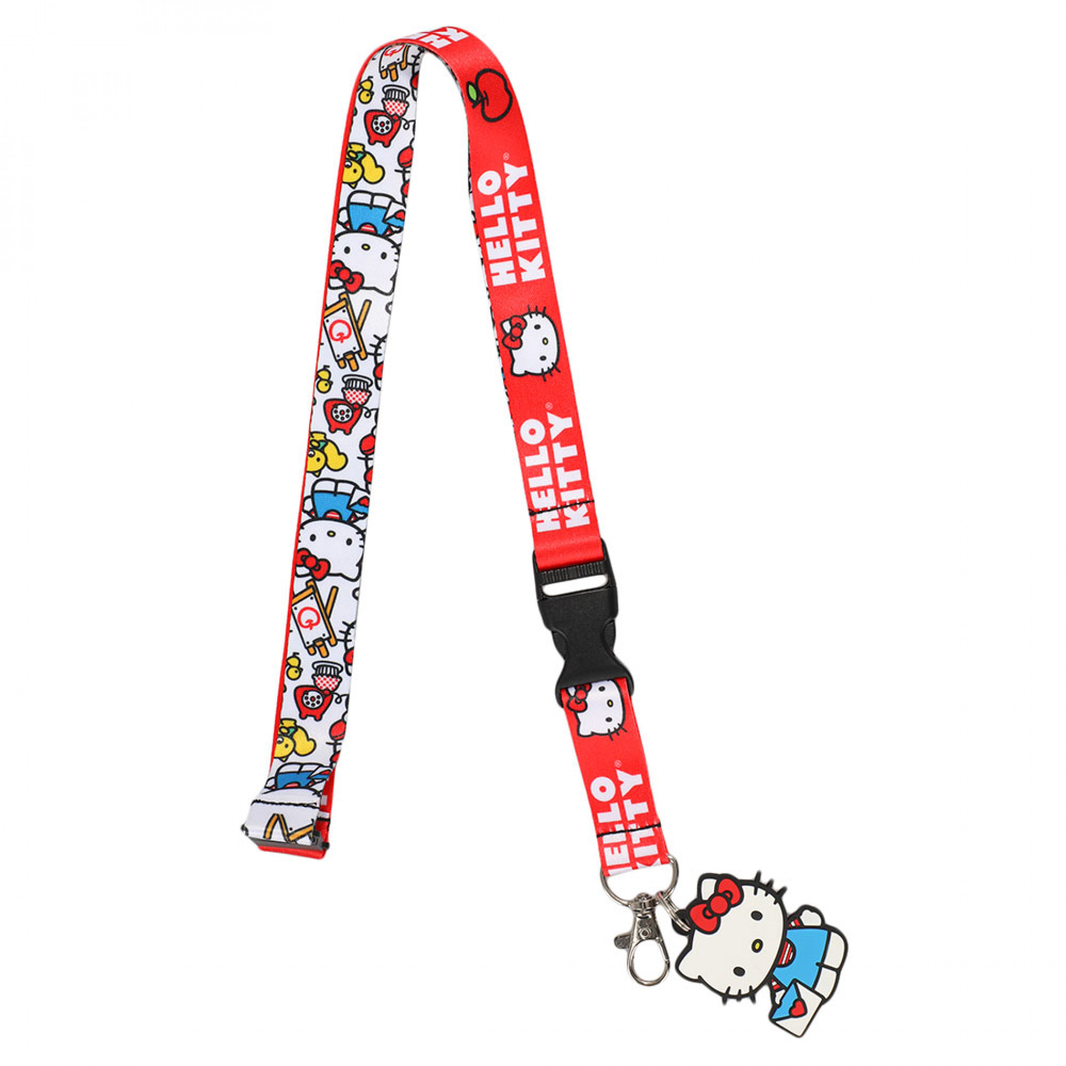 Hello Kitty Collage Lanyard w/ Rubber Charm, Multi-Color