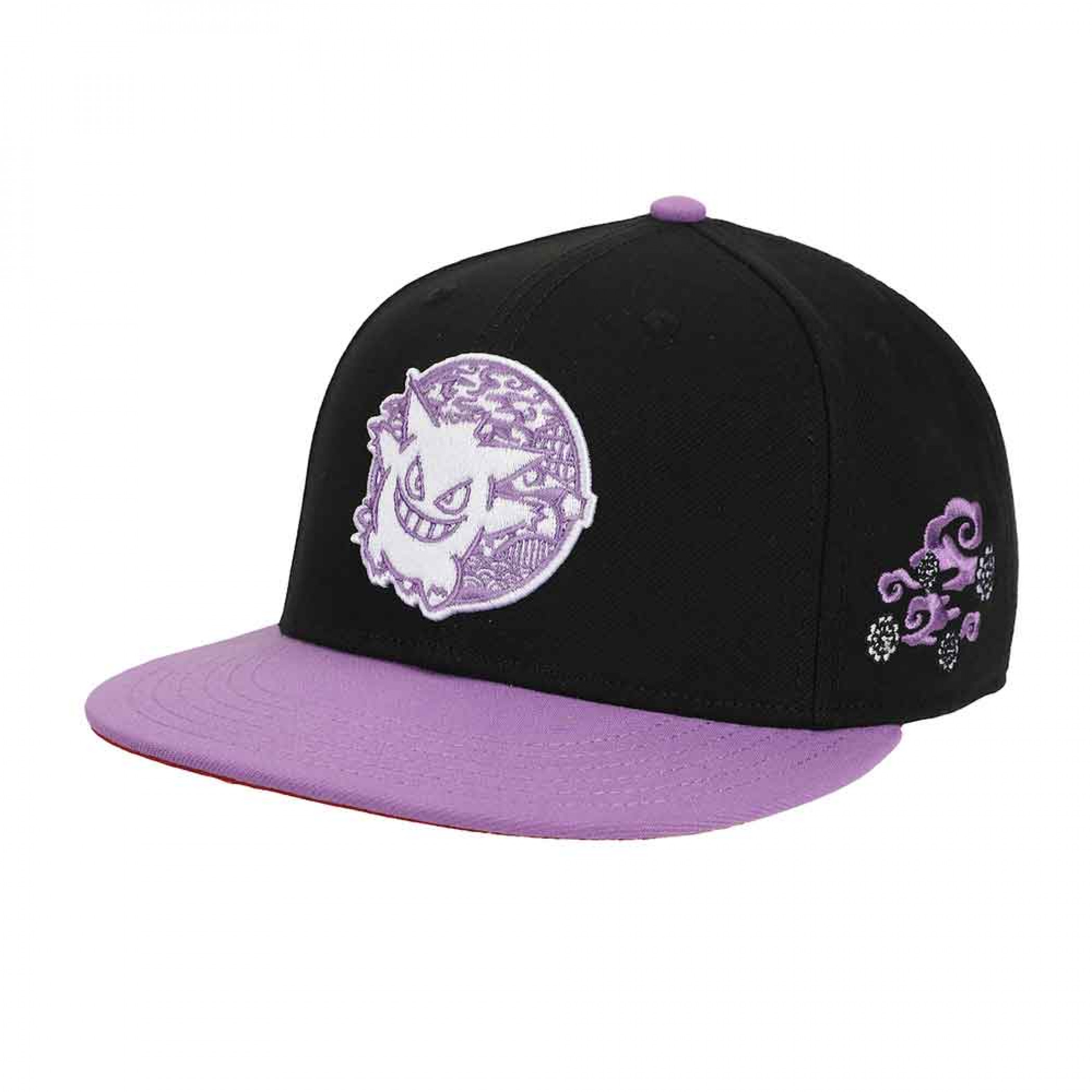 Pokemon Gengar Ghost Type Embroidered Snapback Hat, Purple