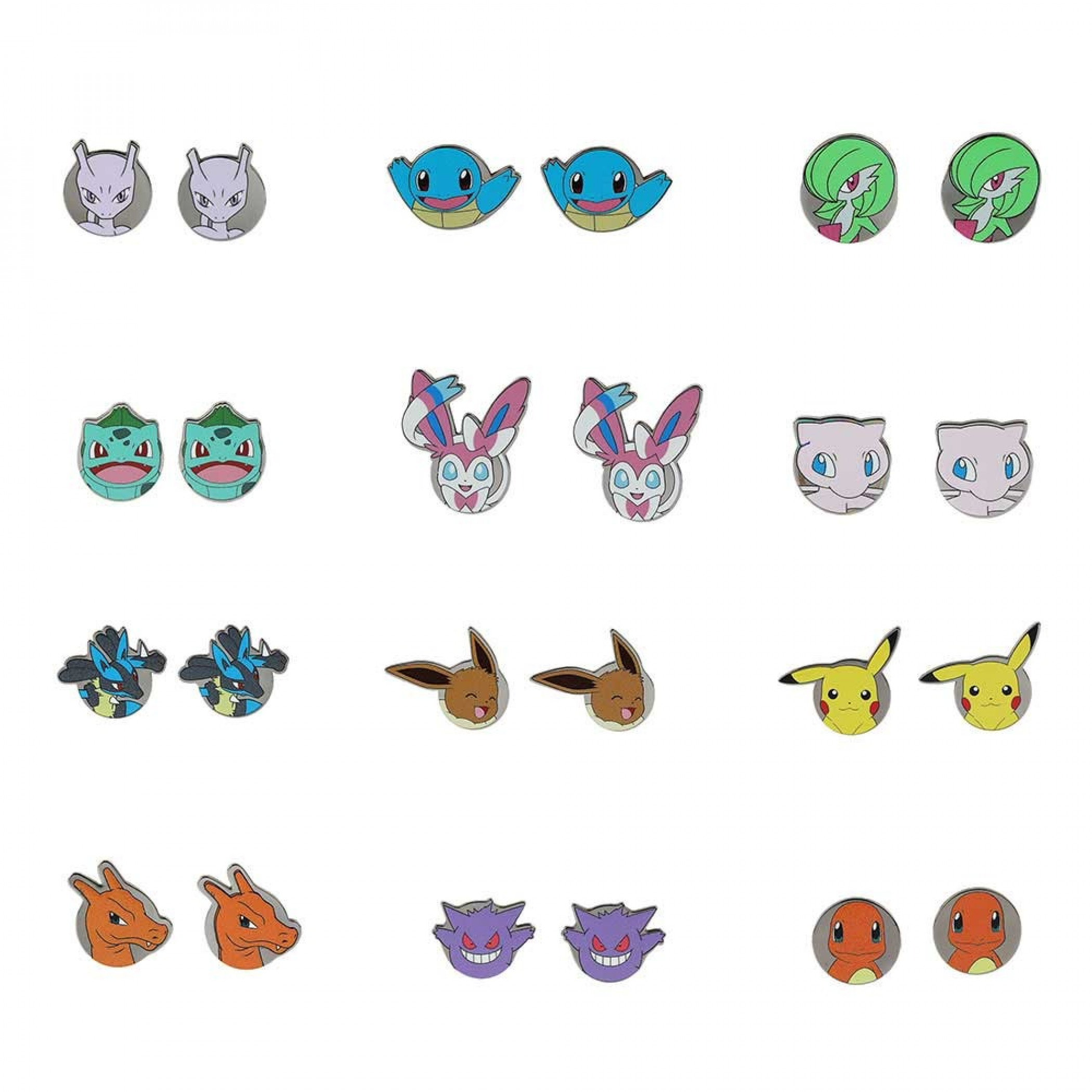 Pokemon Mixed Characters Earrings 12-Pairs Set, Multi-Color