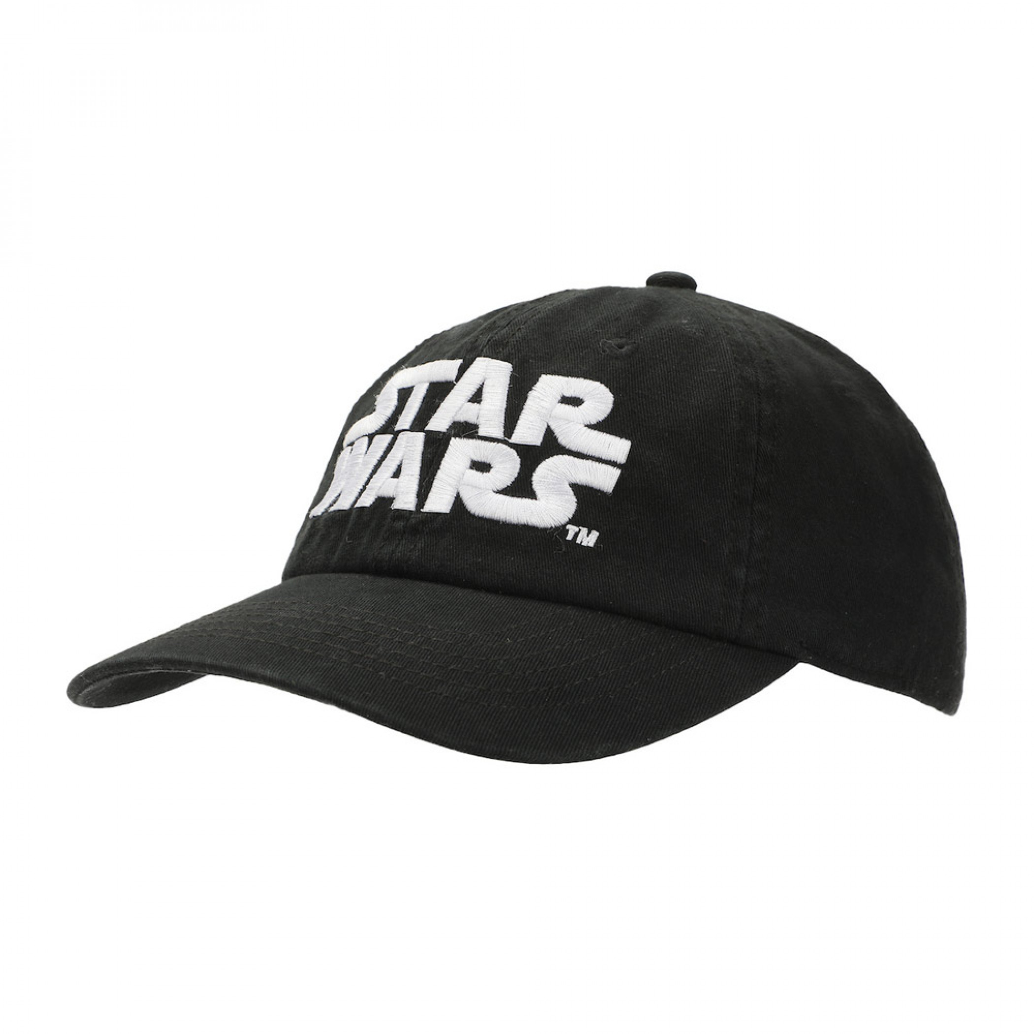 Star Wars Title Logo Embroidered Snapback Hat, Black