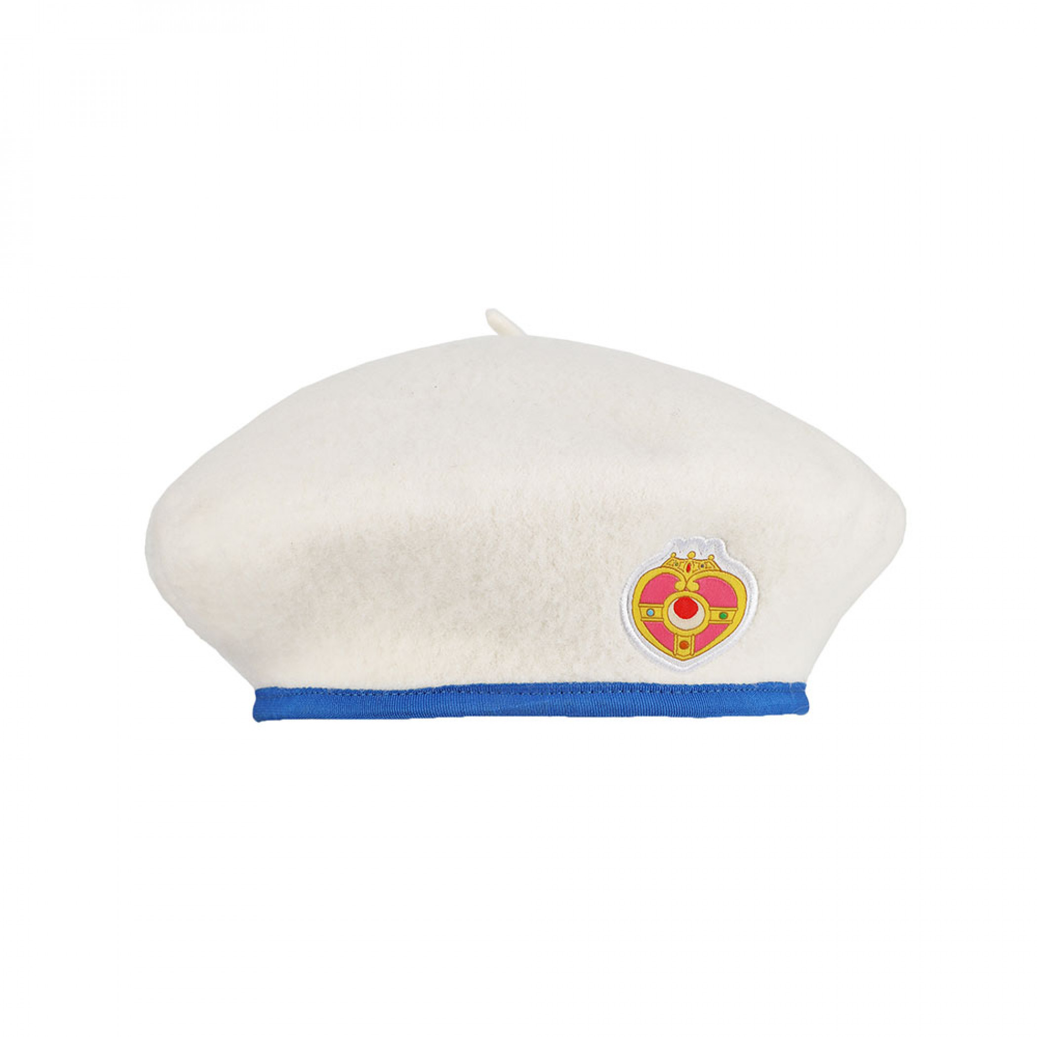 Sailor Moon Woven Label Patch Bow Beret, White
