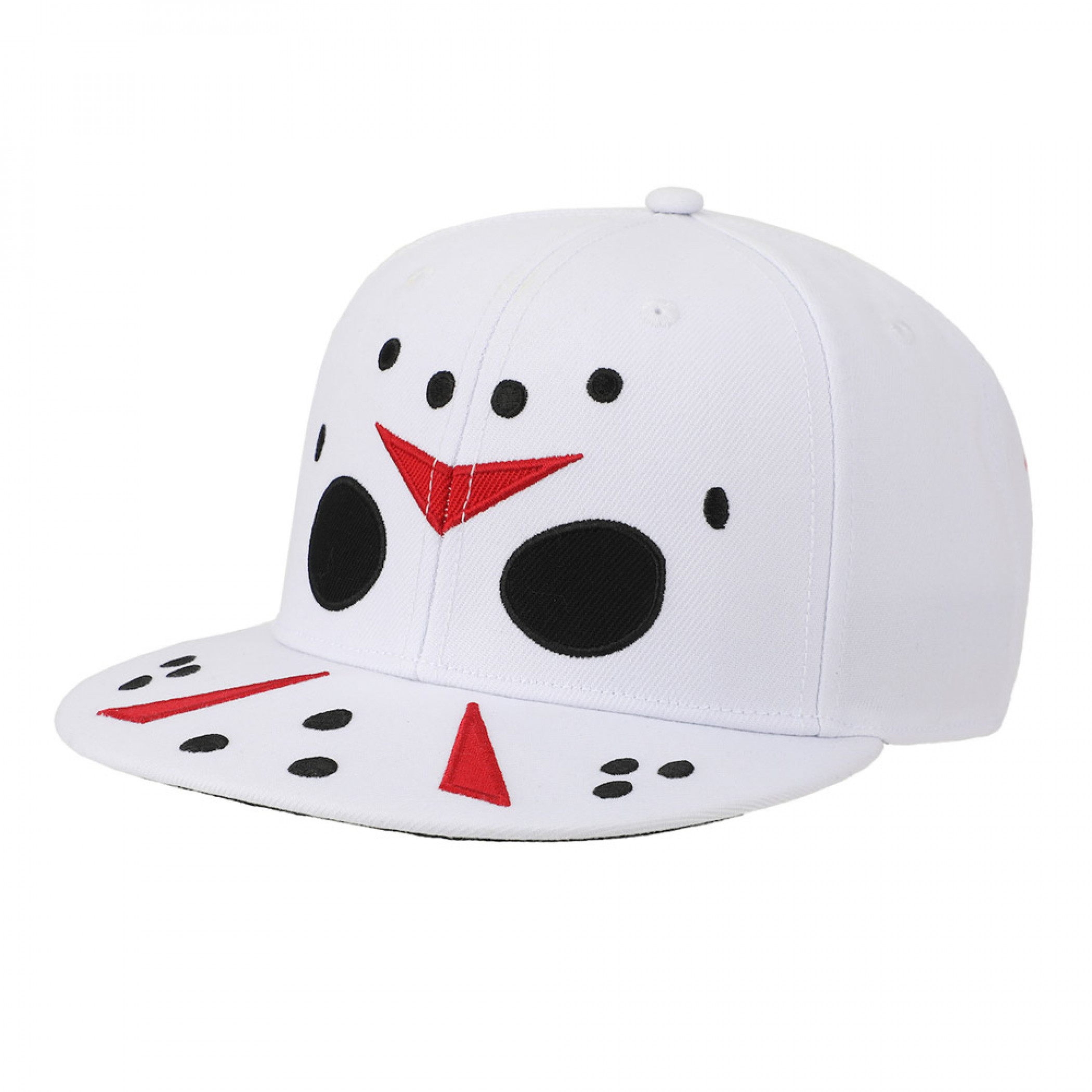 Friday the 13th Jason Bigface Flatbill Snapback Hat w/Blood Splatter, Multi-Color