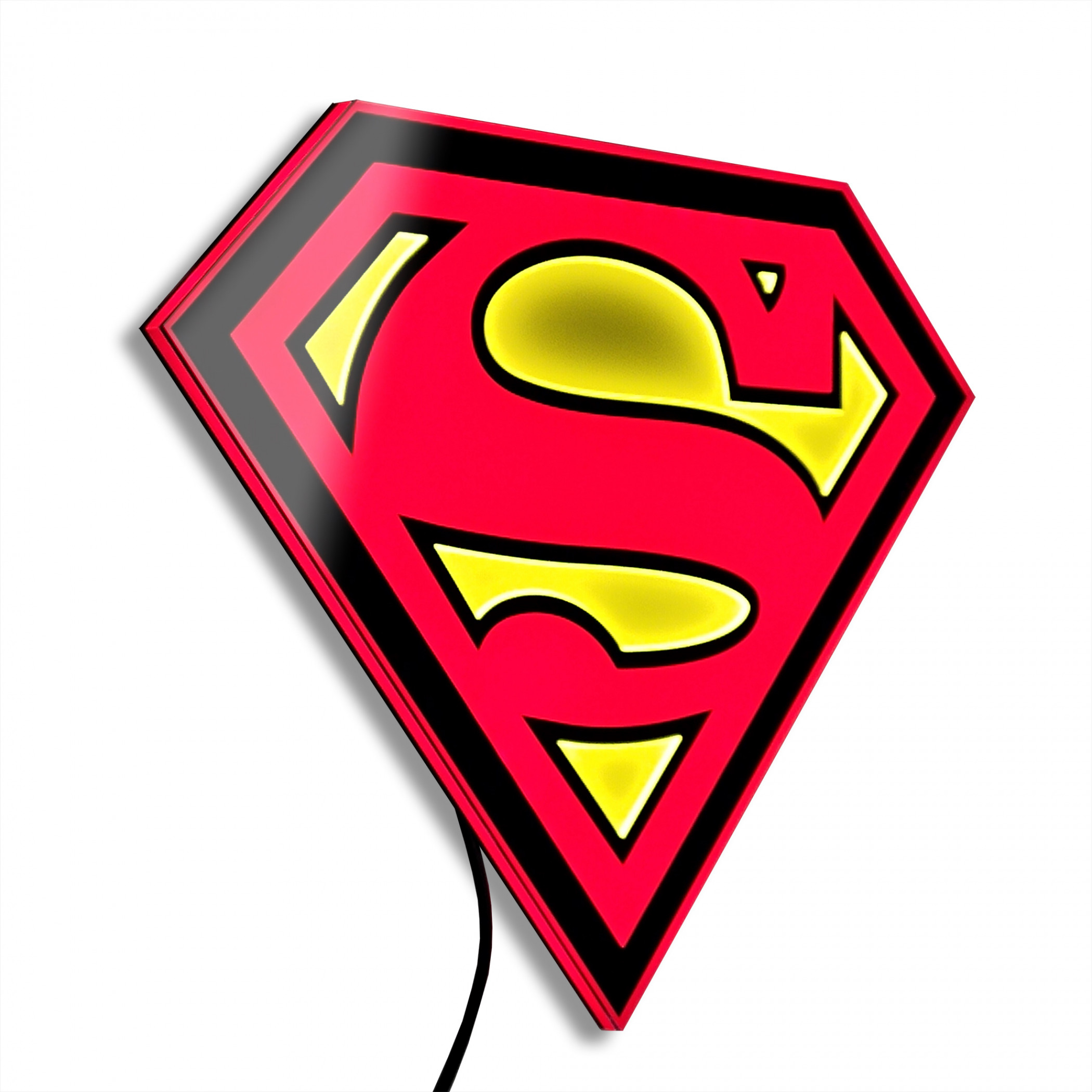 Superman Symbol Illuminated Table Lamp Or Mountable Wall Art With Dimmer, Multi-Color