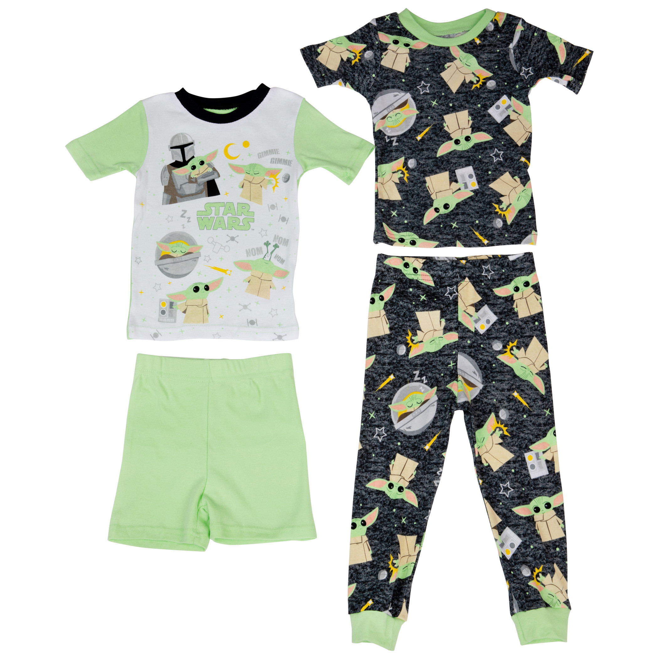 Star Wars The Mandalorian Grogu Kawaii and AOP 4-Piece Pajama Set, Green