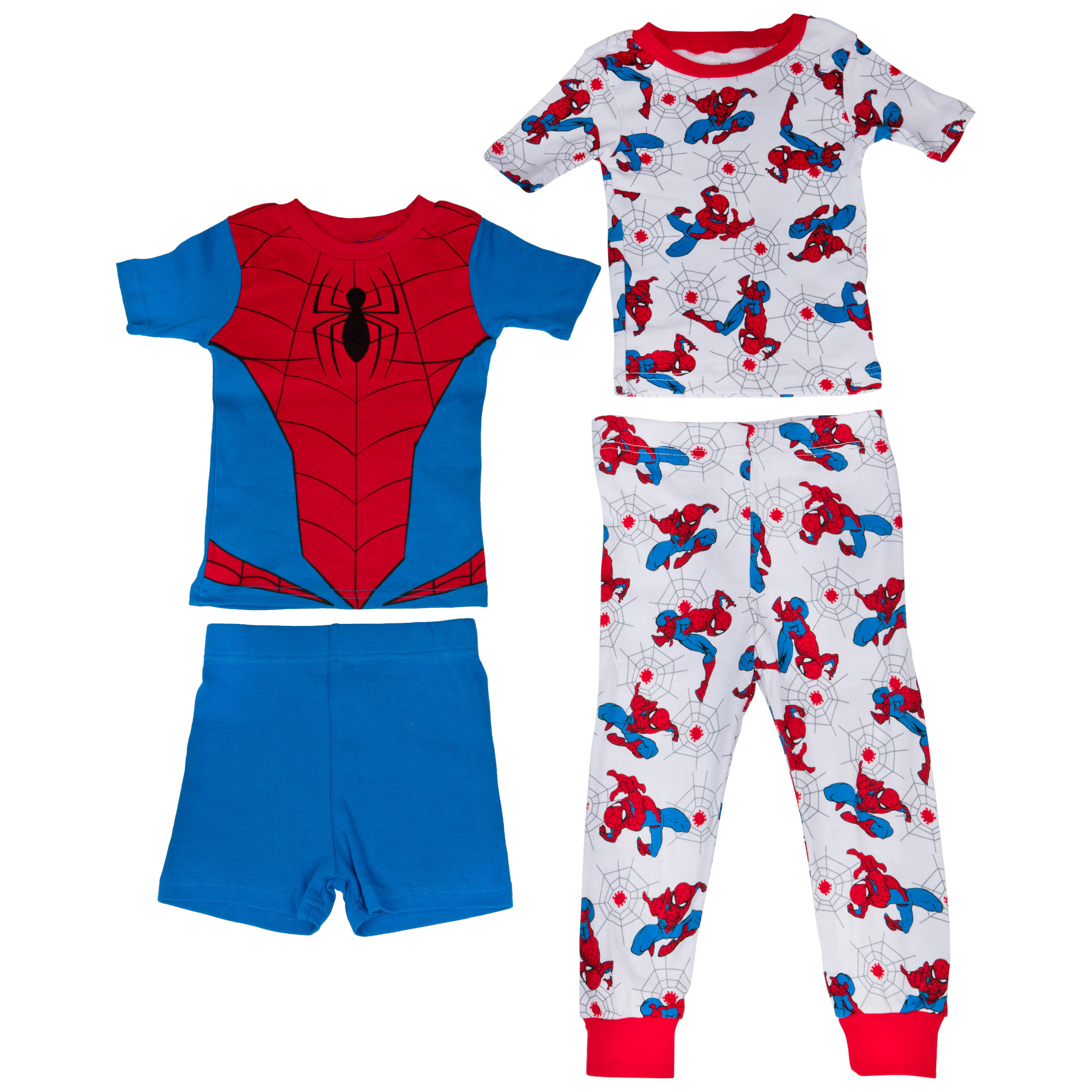 Marvel Comics Spider-Man Costume & AOP 4-Piece Pajama Set, Multi-Color