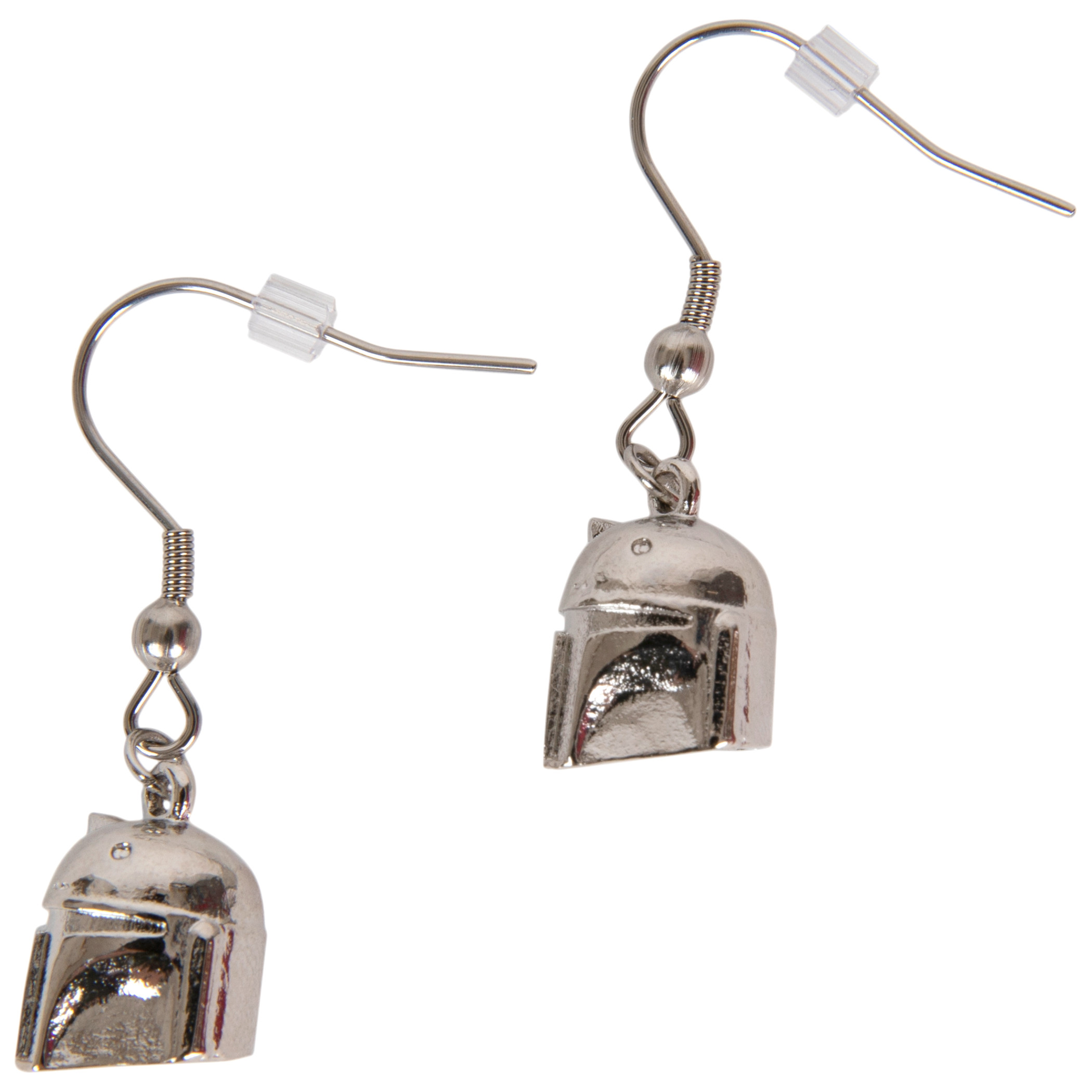 Star Wars Boba Fett Helmet Dangle Earrings, Silver