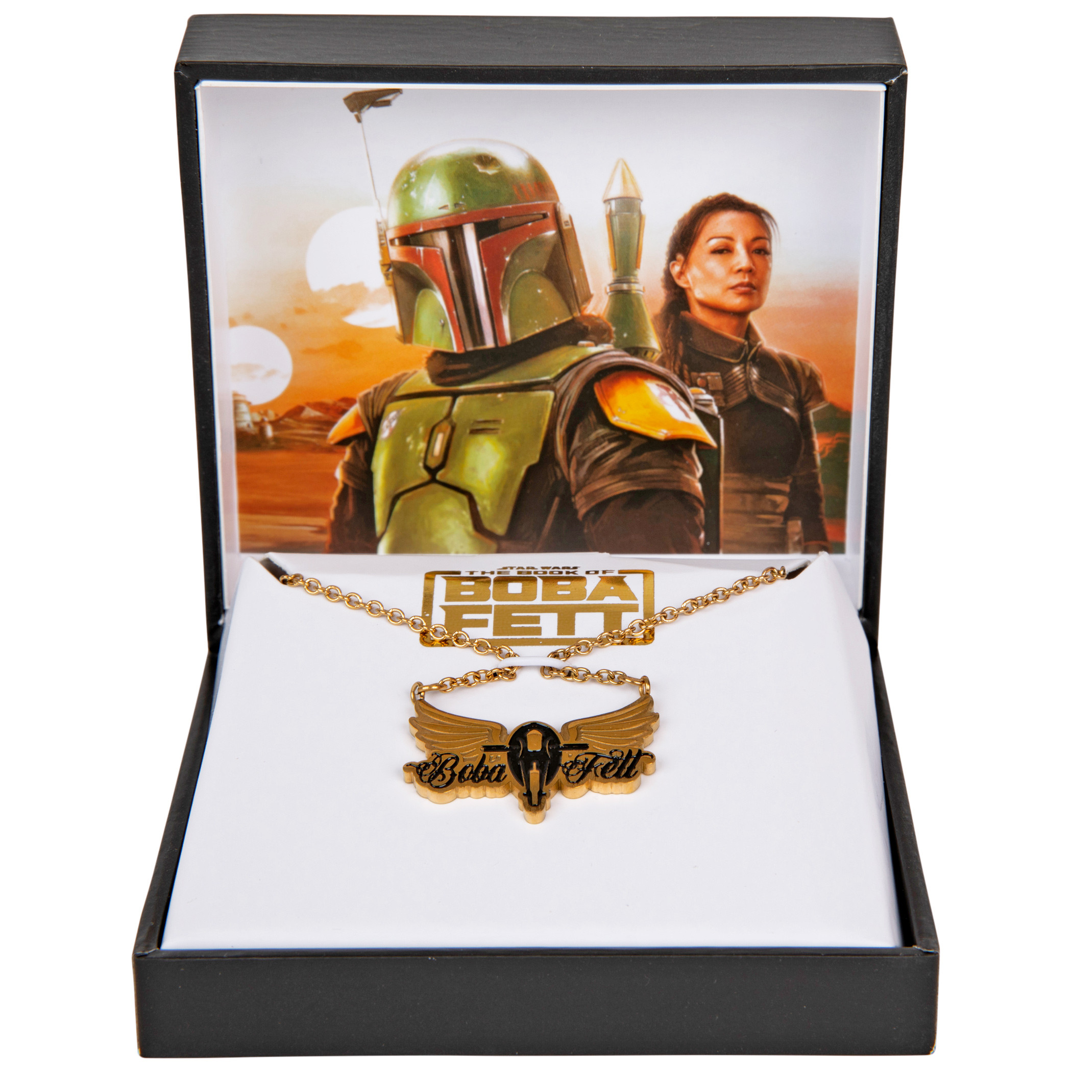 Star Wars Boba Fett Pendant Necklace, Gold