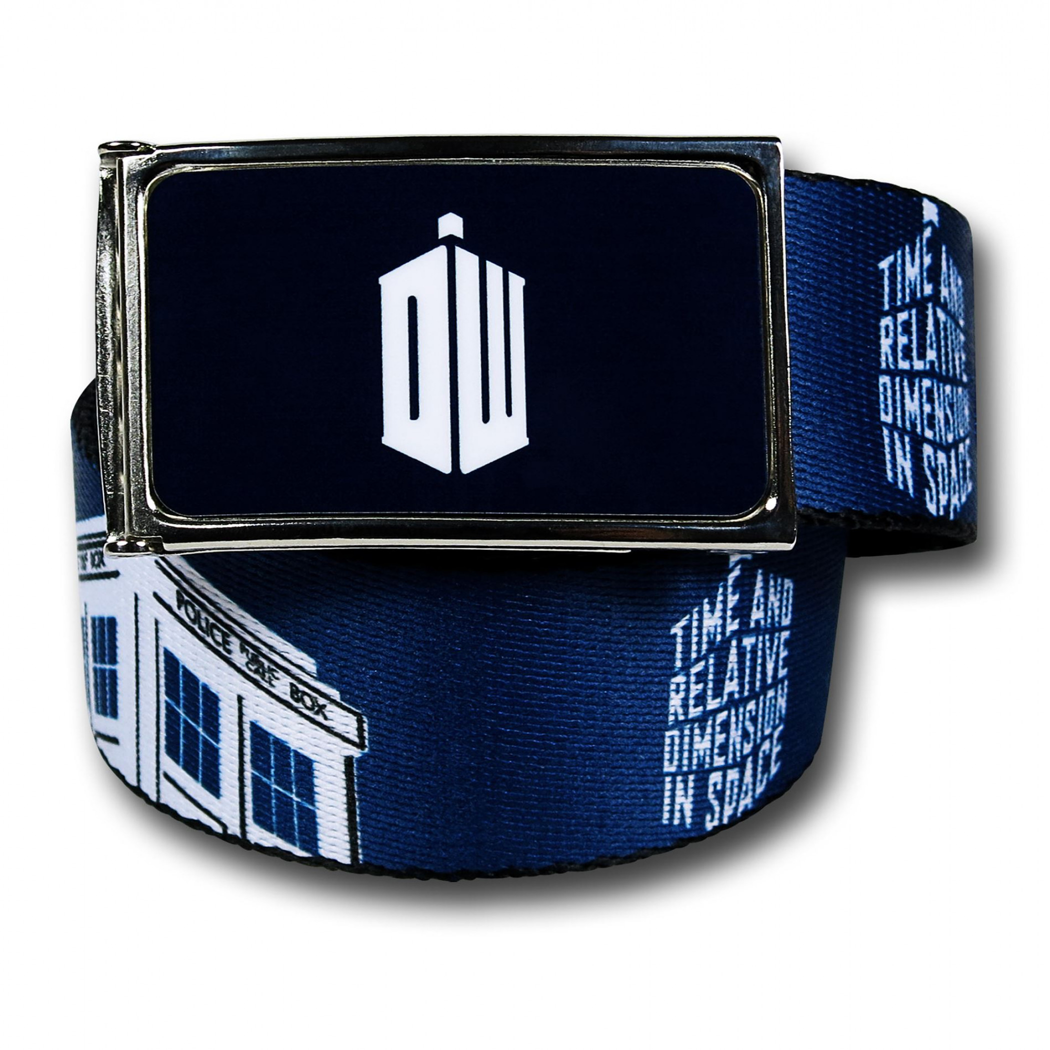 Doctor Who Tardis Spelled-Out Web Belt, Blue