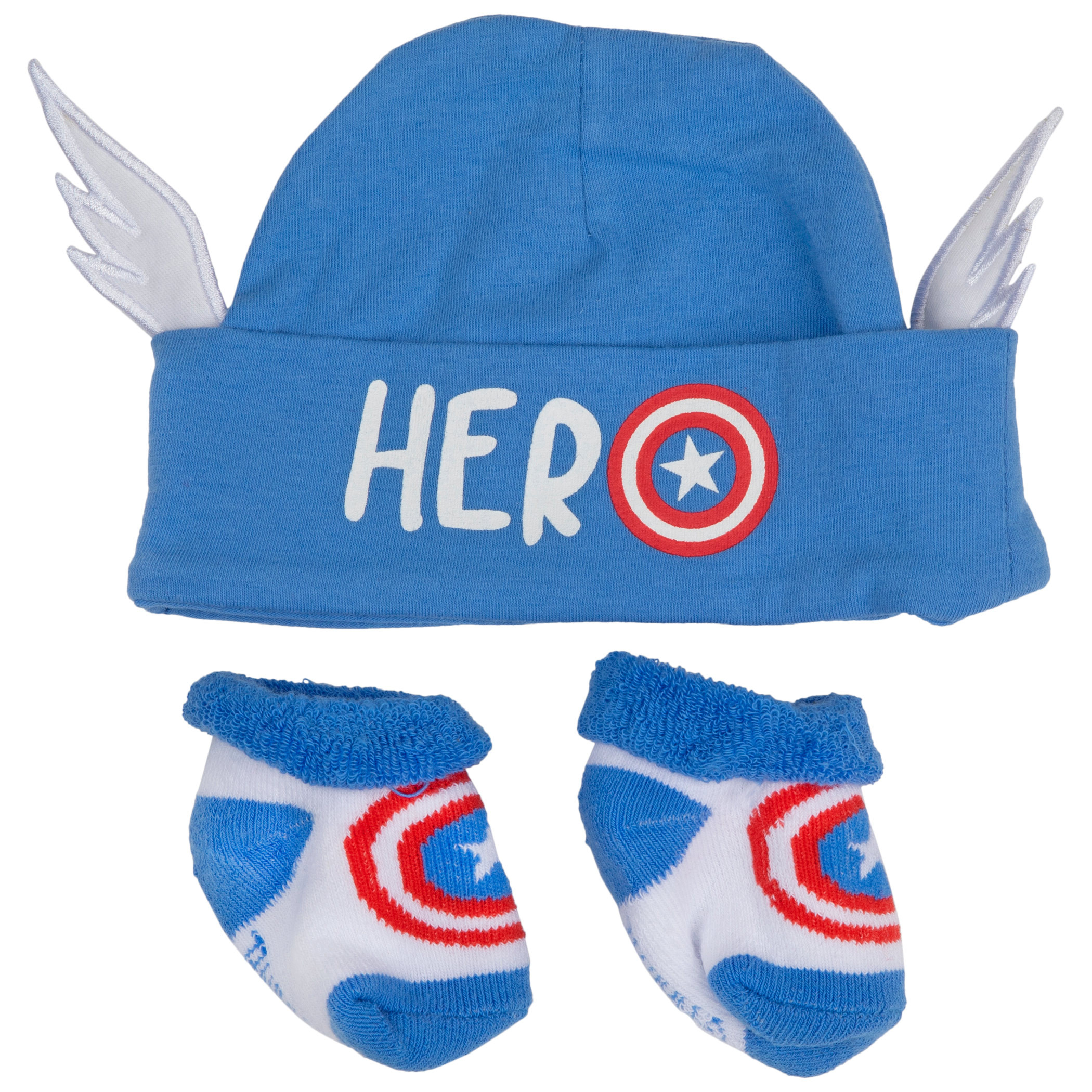 Captain America Symbol Costume 2-Piece Hat and Sock Set, Multi-Color