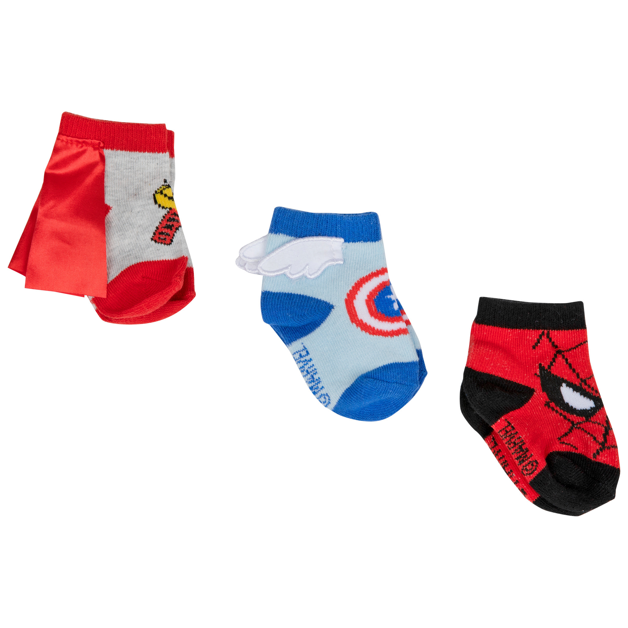 Marvel Hero Logo Sock Booties 3-Pack, Multi-Color