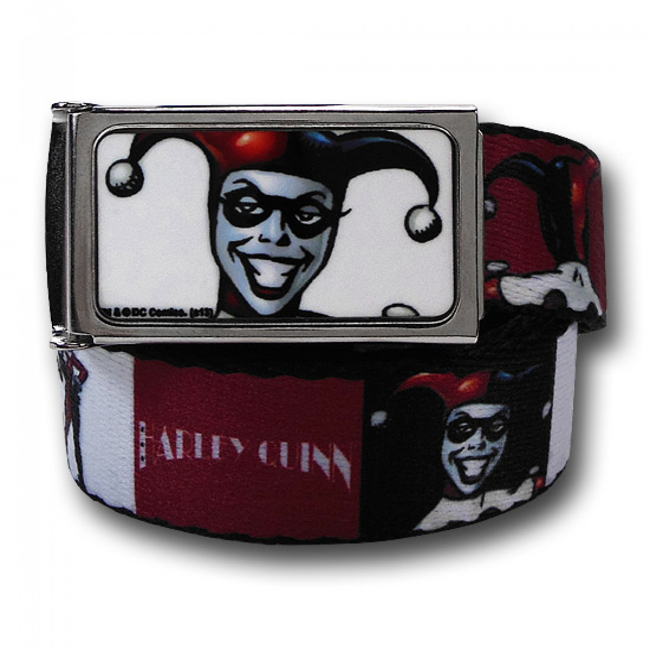 Harley Quinn Red White and Black Kids Web Belt, Black