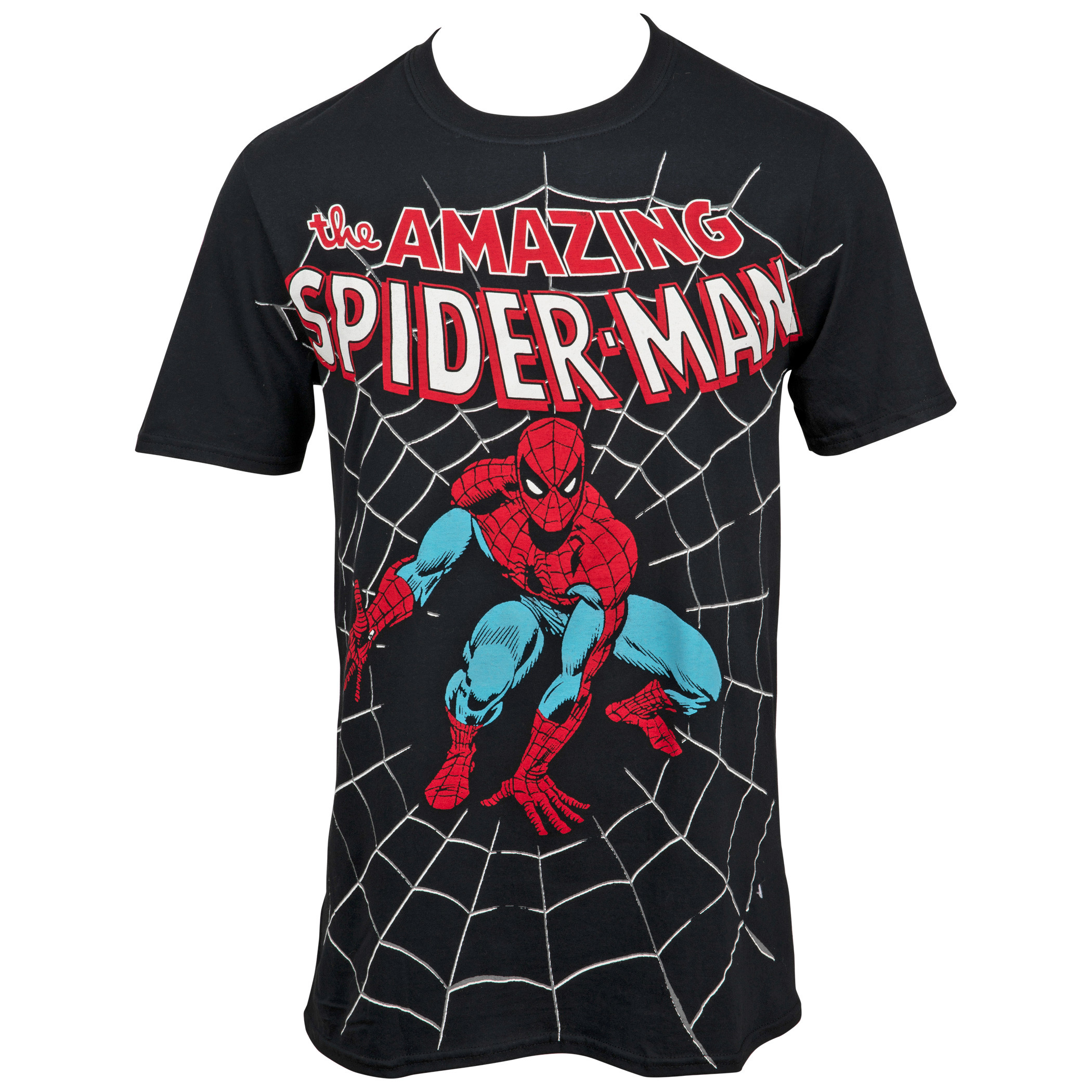 Spider-Man Crouch Big Print (30 Single) T-Shirt, Black