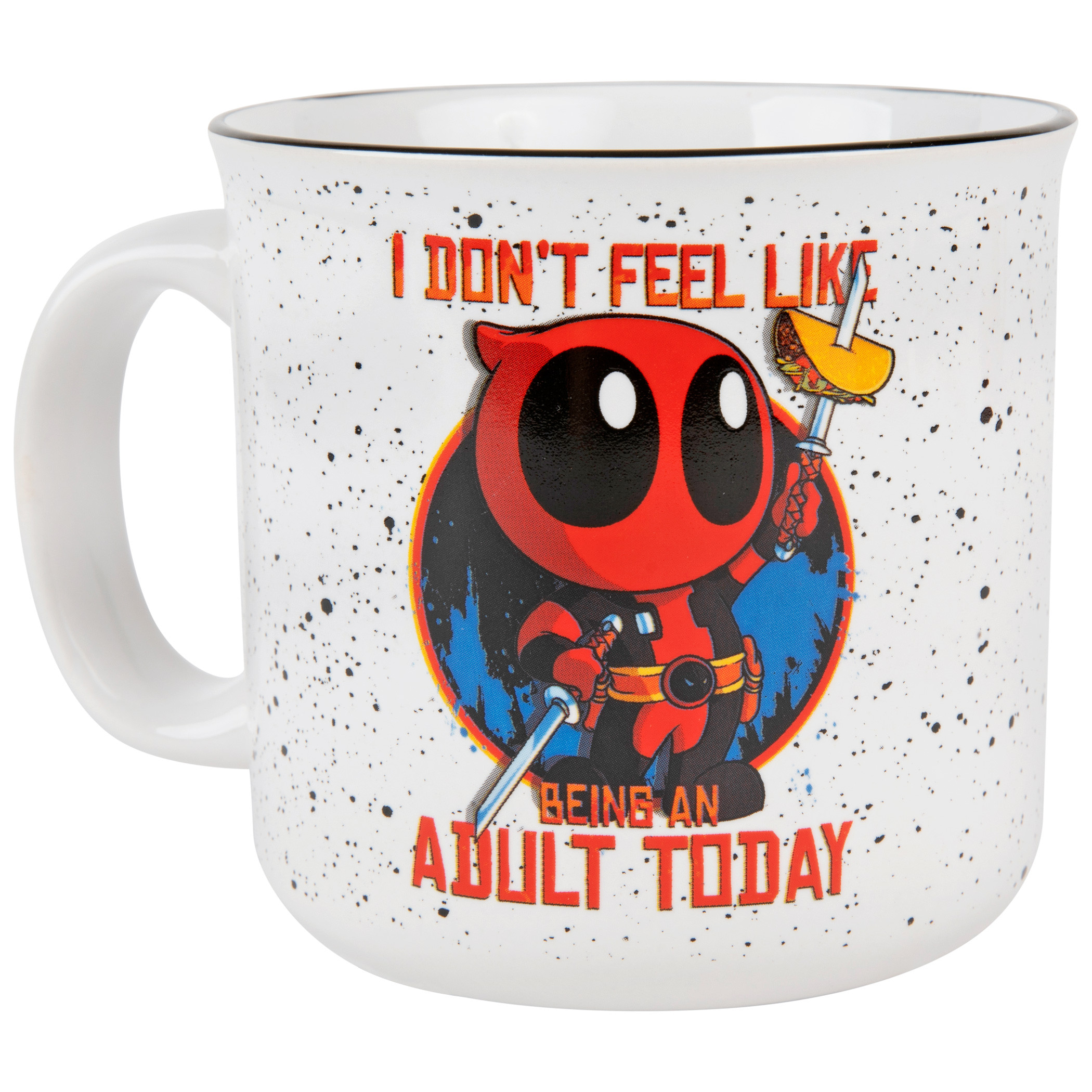 Marvel Deadpool Don't Feel Like An Adult Today 20oz Ceramic Camper Mug, Multi-Color