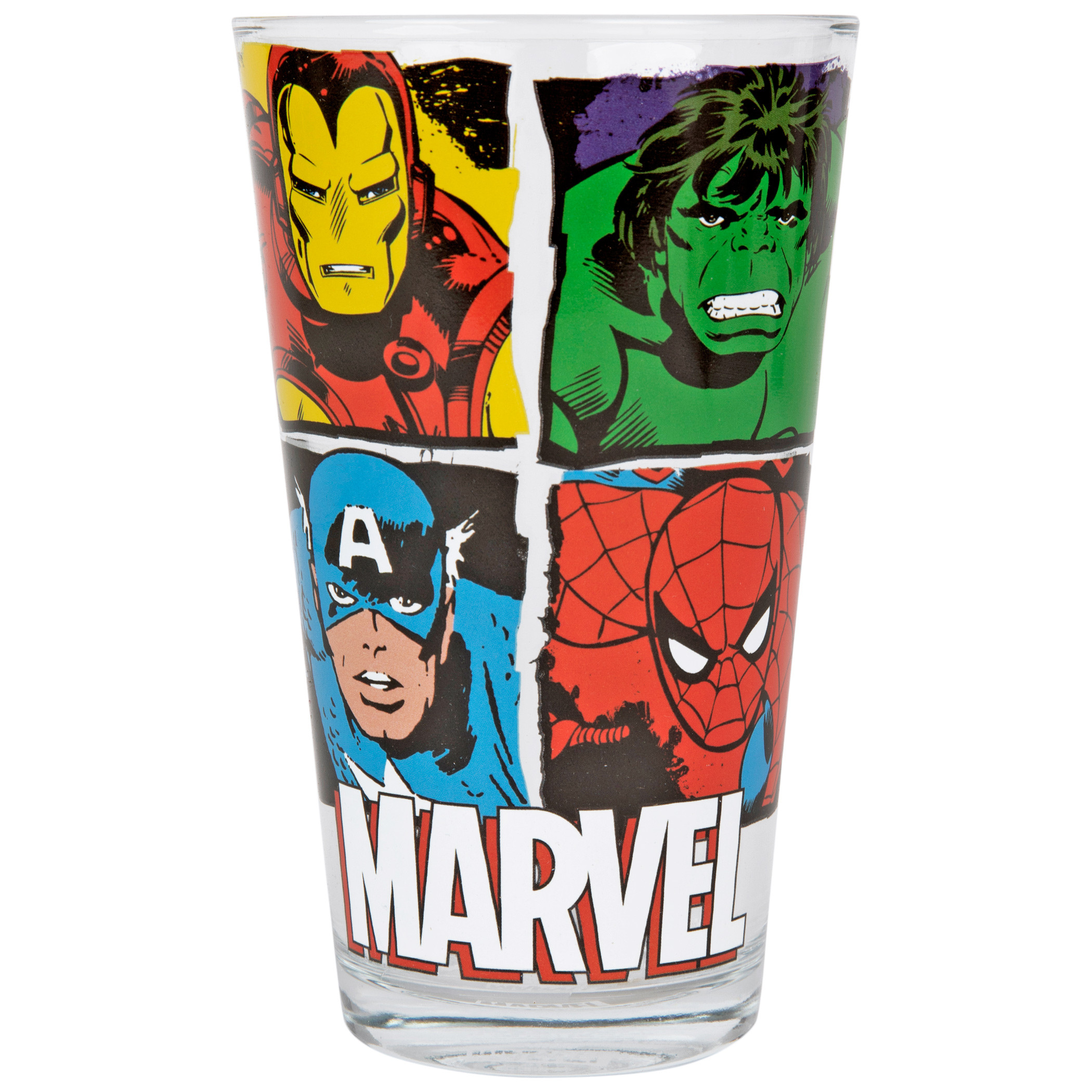 Avengers Marvel Comics Classic Retro-Styled Four Heroes Pub Glass, Multi-Color