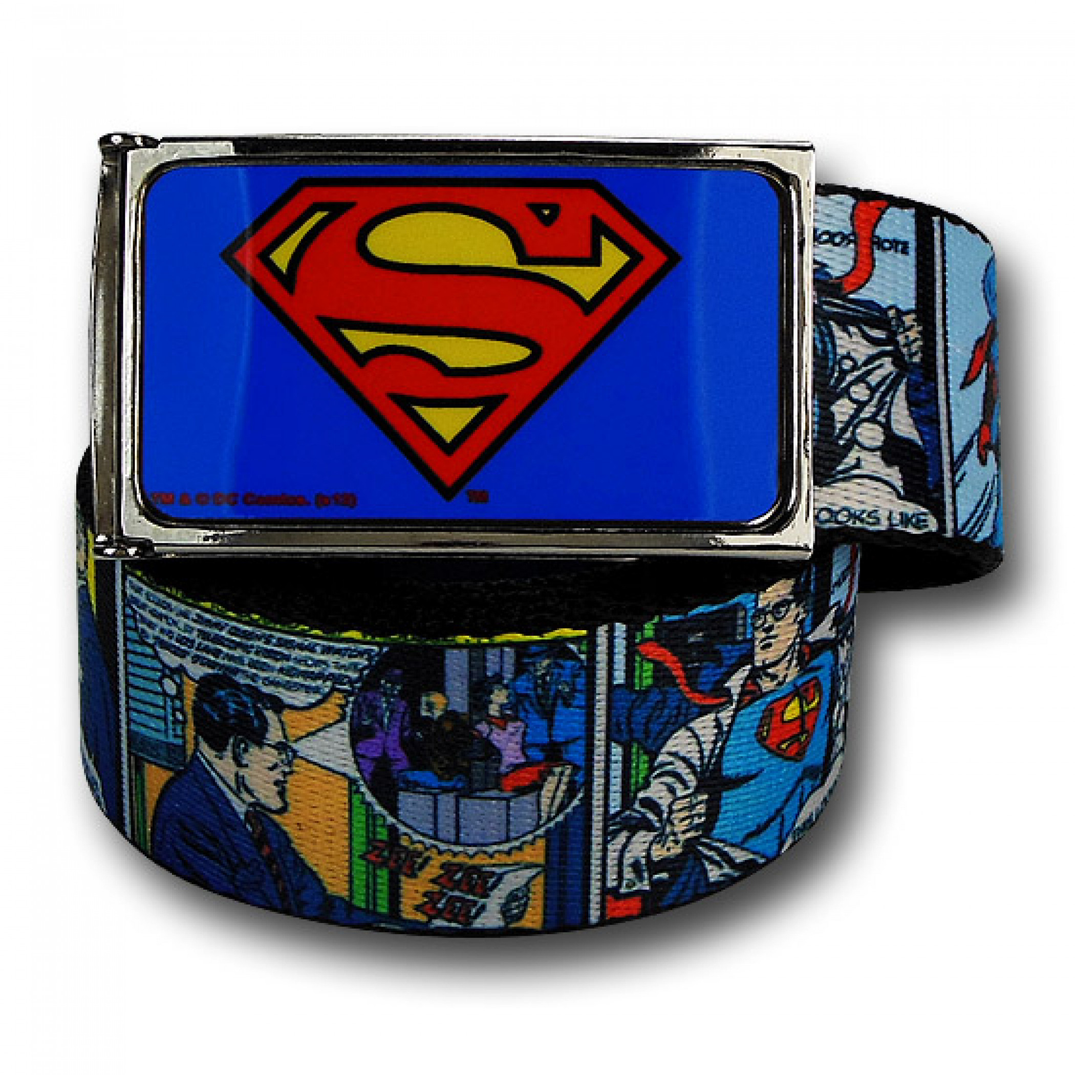 Superman Retro Comic Panels Classic Adult Web Belt, Blue
