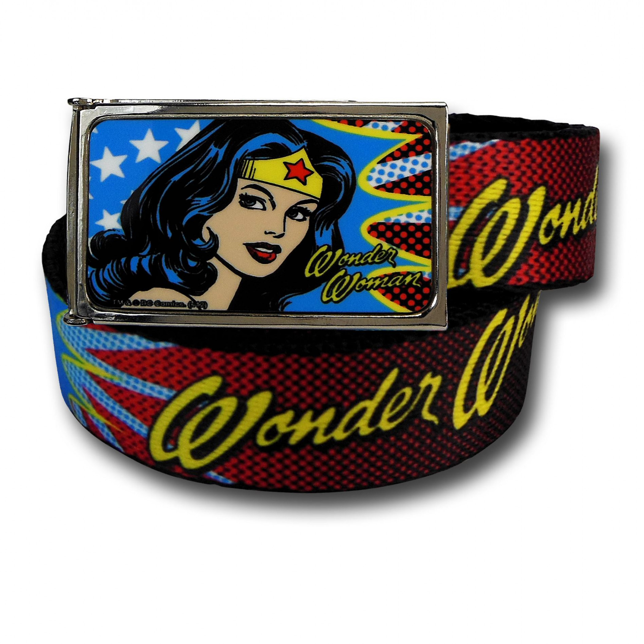 Wonder Woman Shoulder Glance and Stars Kids Web Belt, Blue