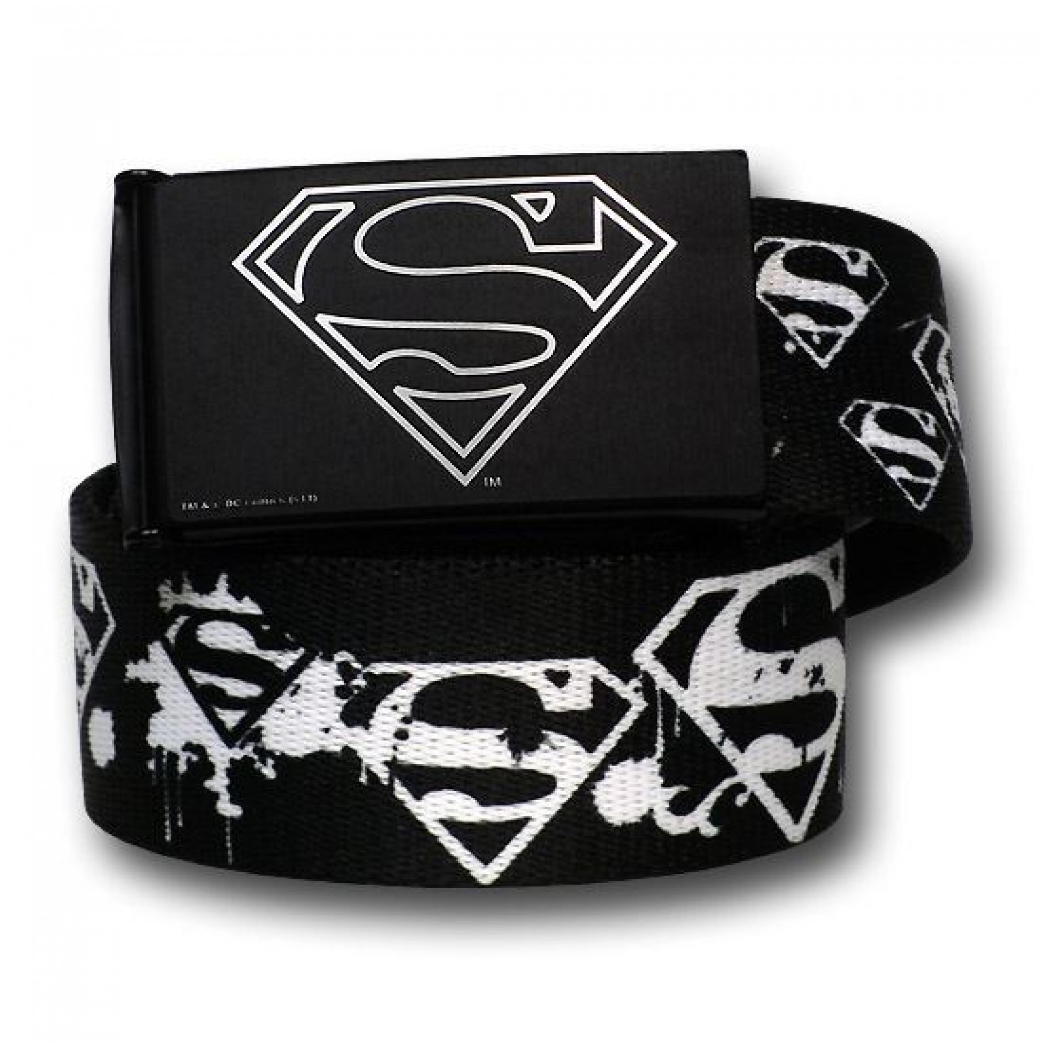 Superman White Spray Painted Web Belt - 1.50' Adult, Black