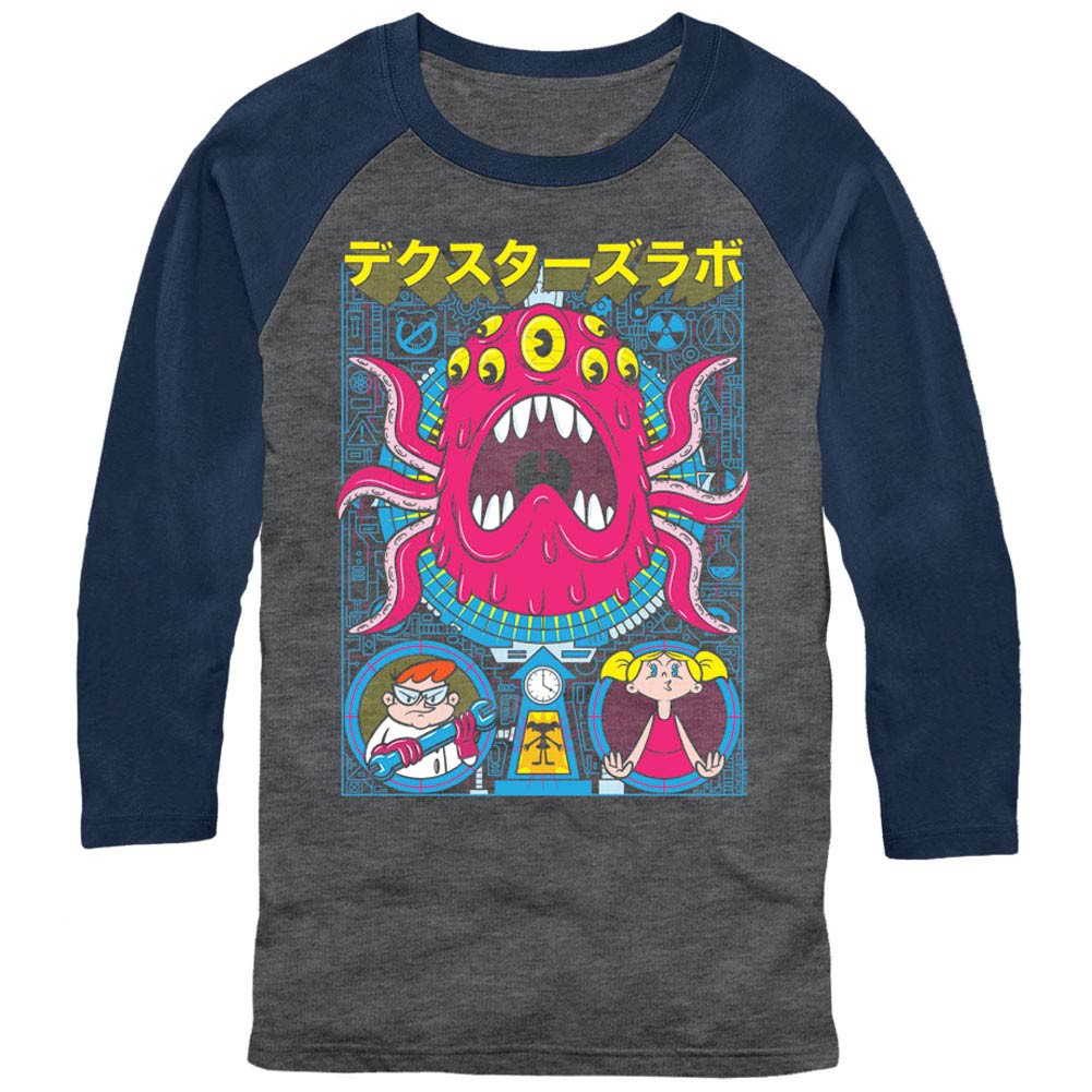 Dexter's Lab Tentacles Poster Chogrin Gray Baseball T-Shirt