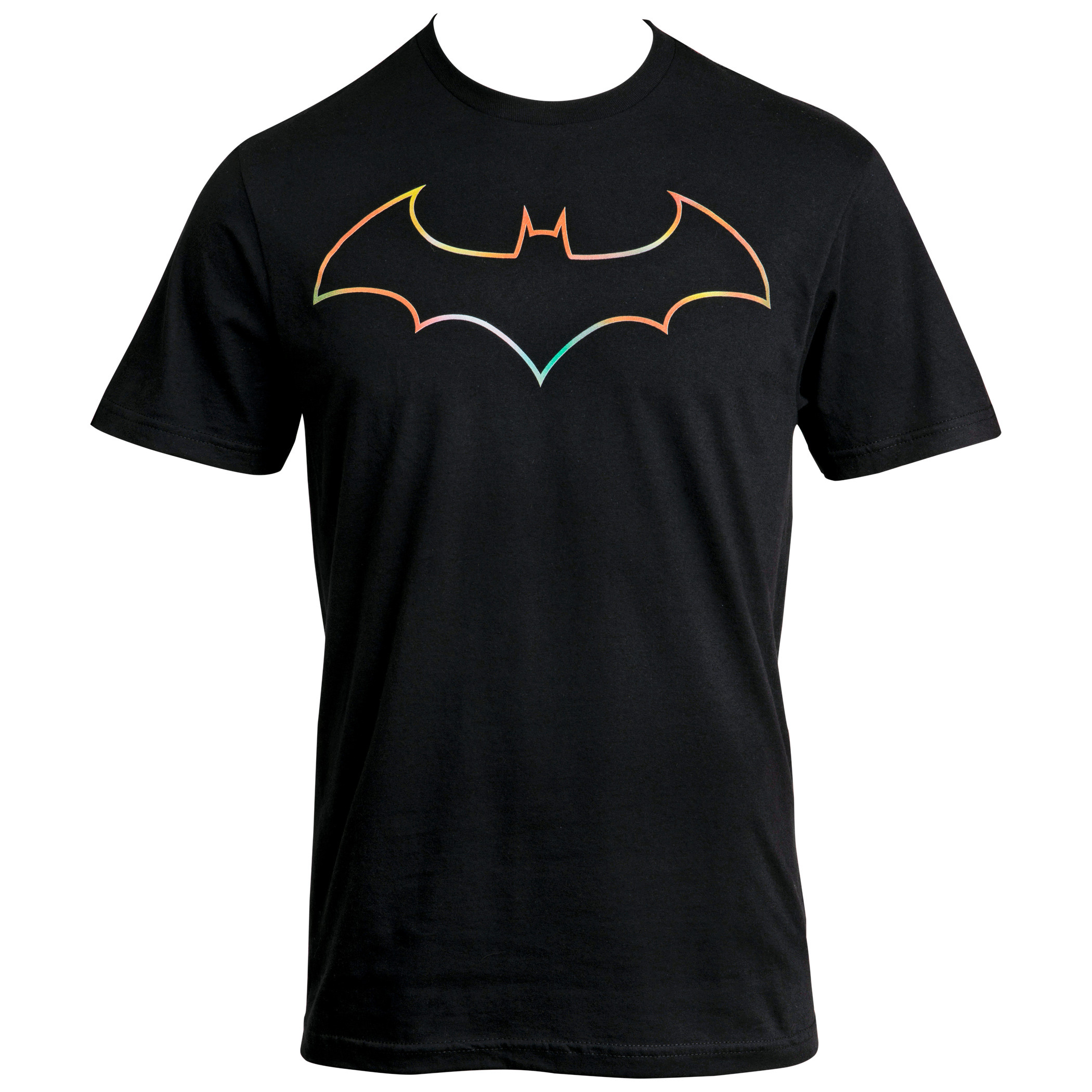 DC Comics Batman Holographic Style Print Bat Symbol T-Shirt, Black