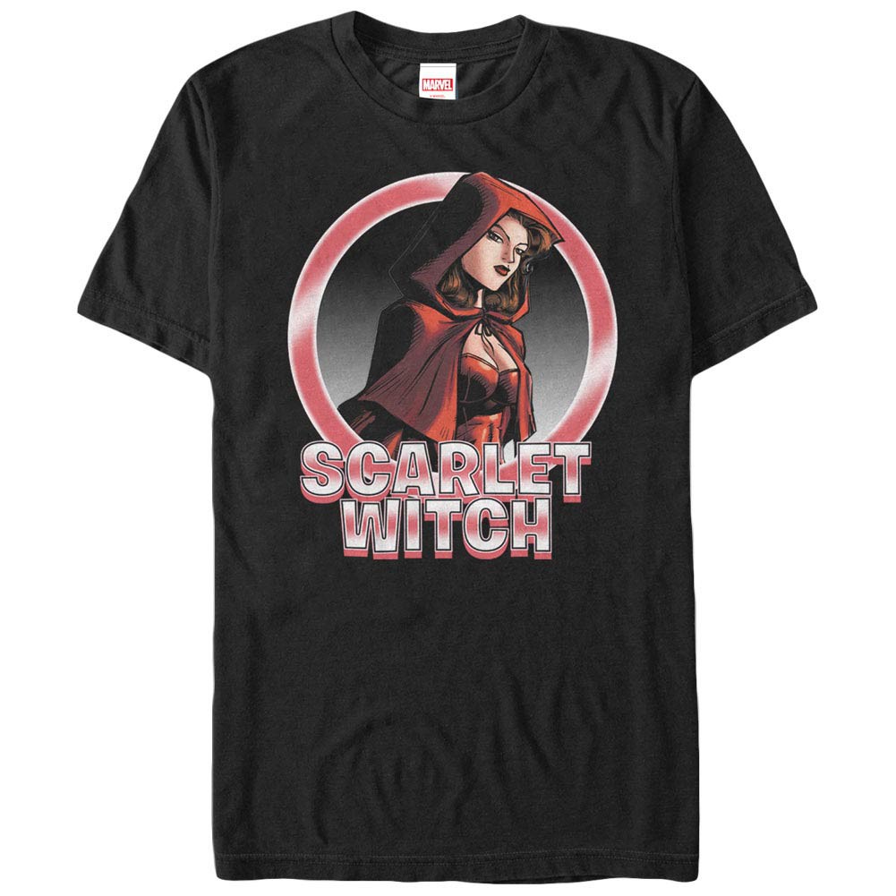 Marvel Teams Scarlet Circles Black Mens T-Shirt, Black