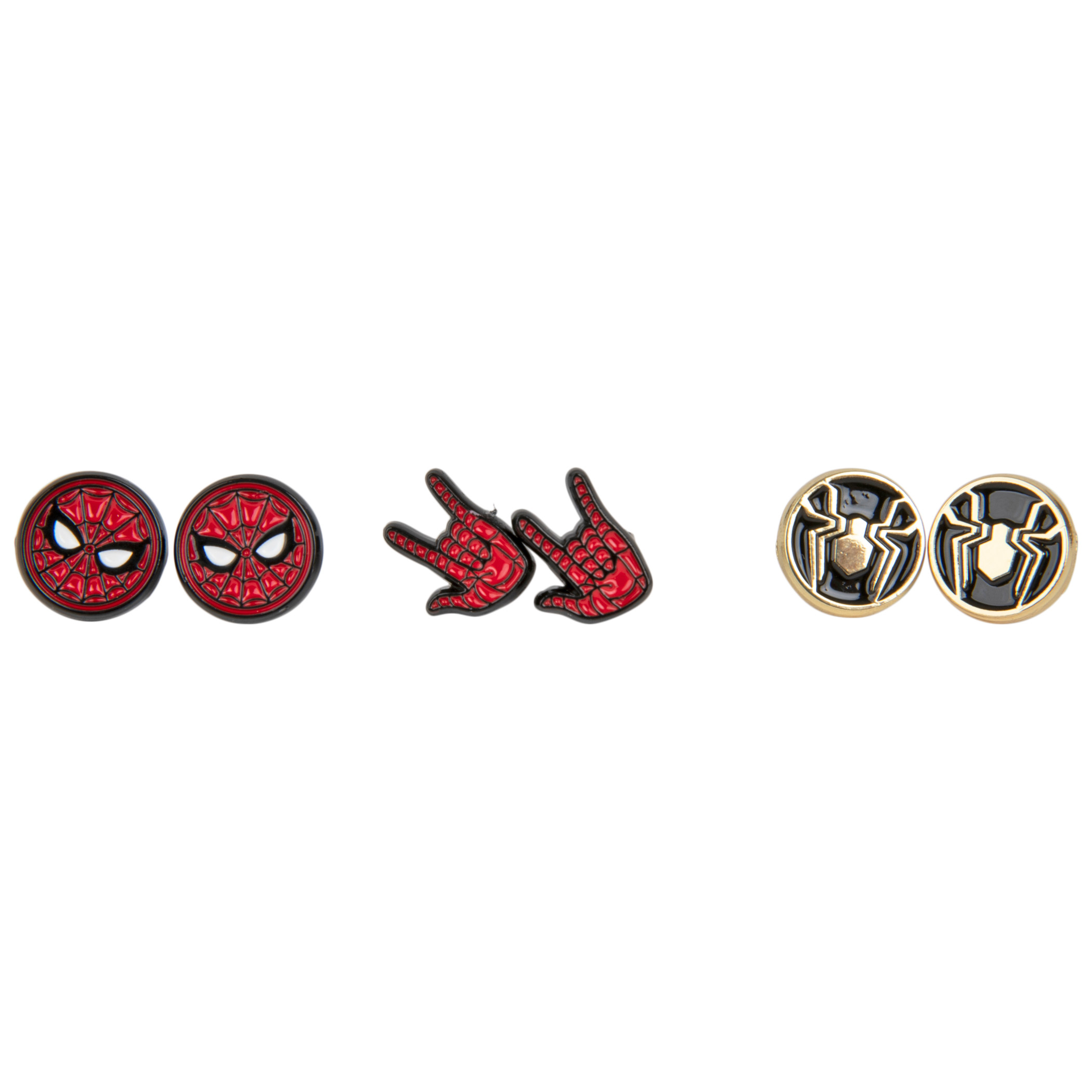 Marvel Comics Spider-Man Set of Three Pairs of Stud Earrings, Multi-Color