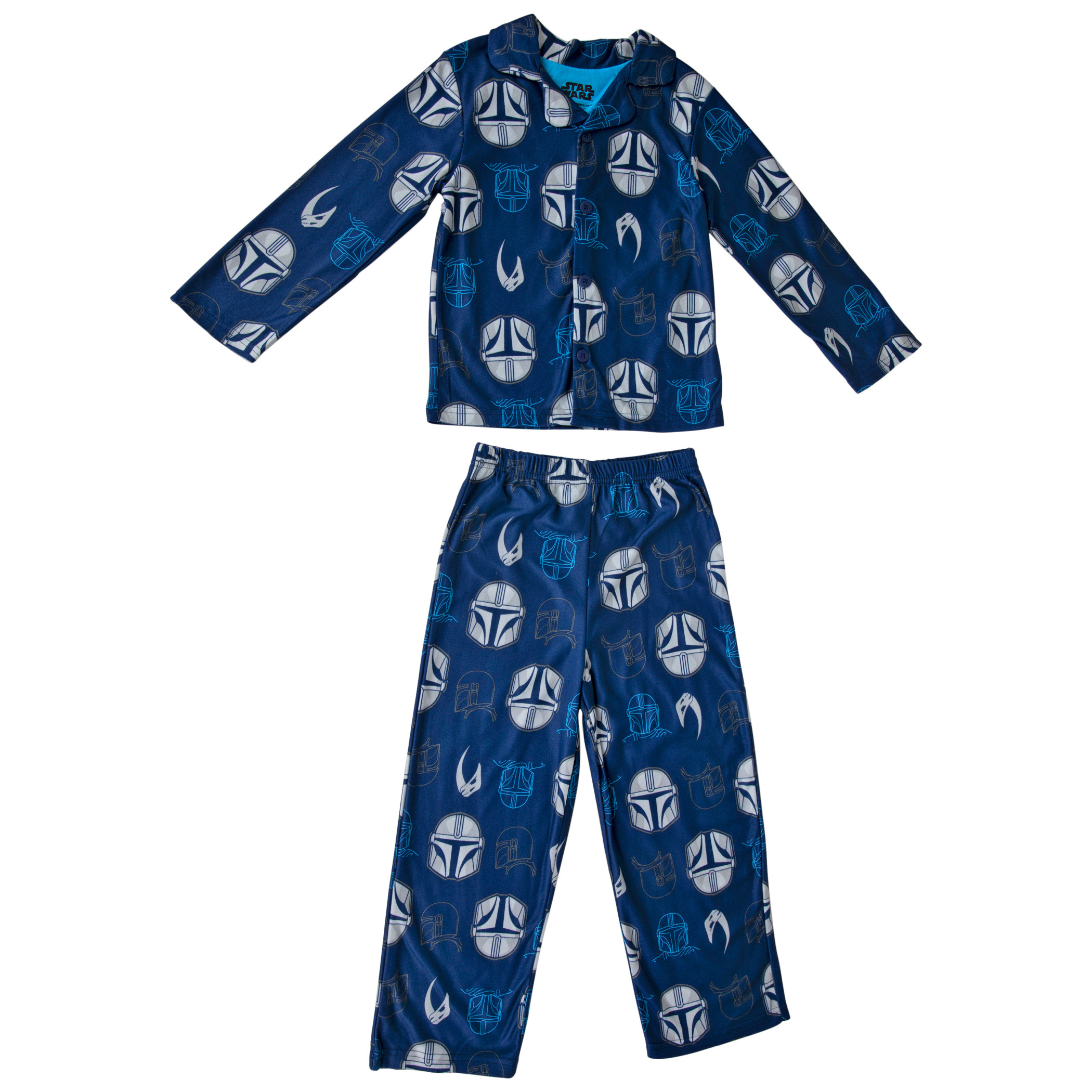 Star Wars The Mandalorian Helmet All Over Pajama Set, Blue