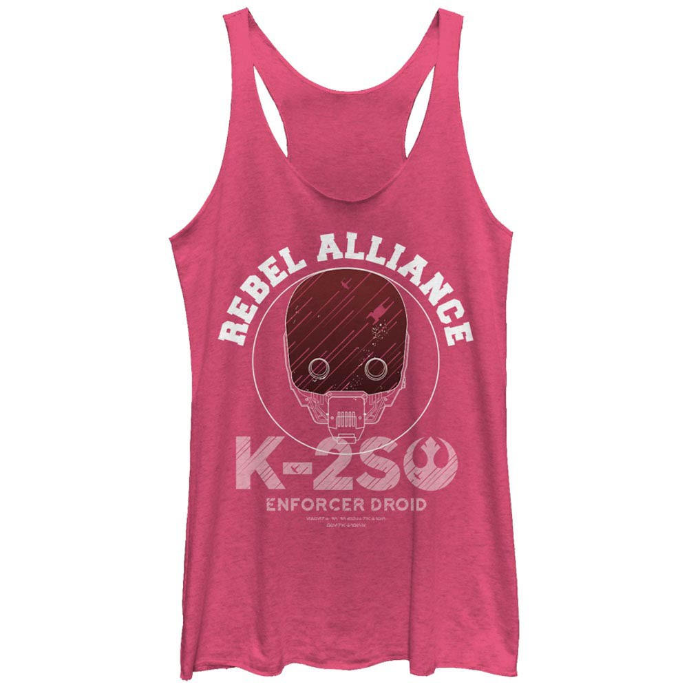 Star Wars Rogue One Ra K2s Pink Juniors Racerback Tank Top, Pink