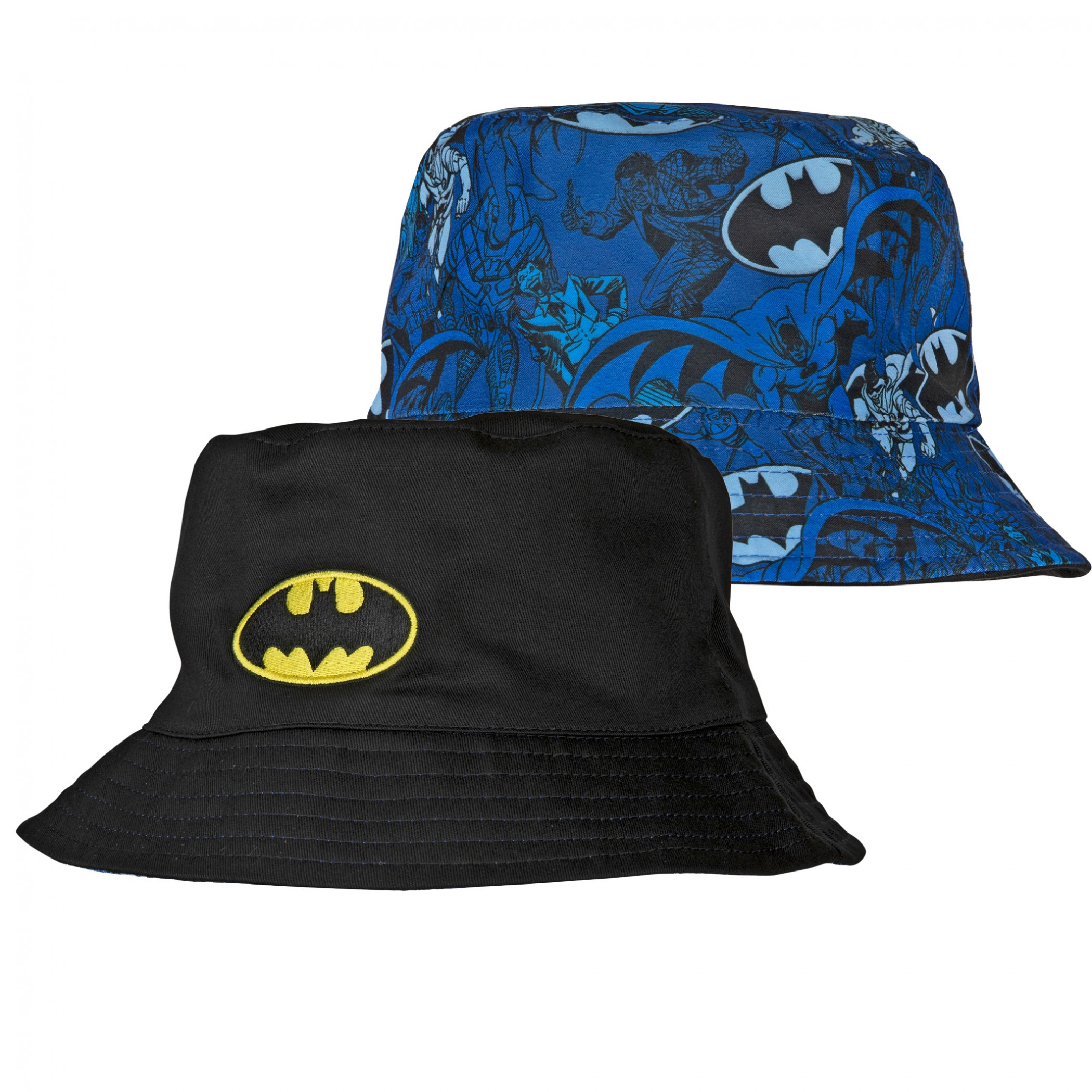 Batman Symbol Reversible Bucket Hat, Black
