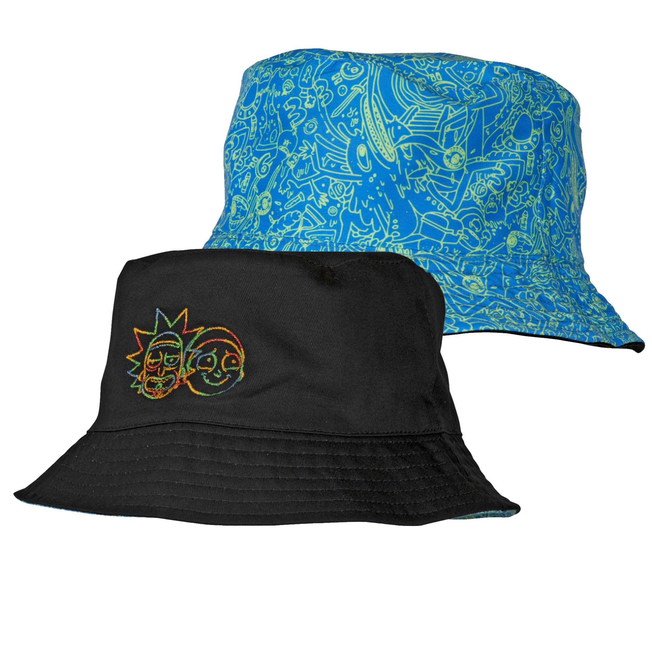 Rick and Morty Space Tie Dye Reversible Bucket Hat, Black