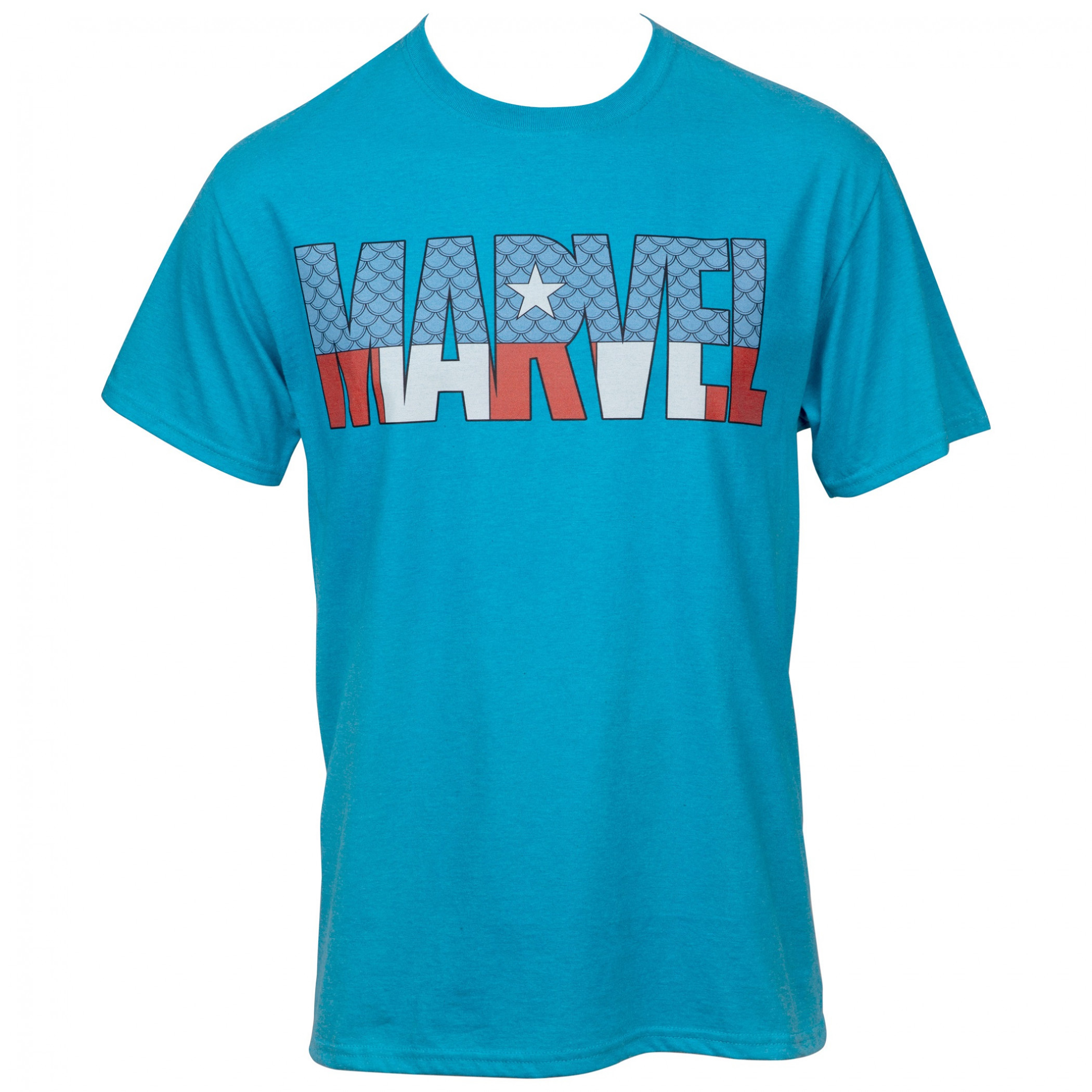 Marvel Comics Text Brand Captain America Themed T-Shirt, Blue