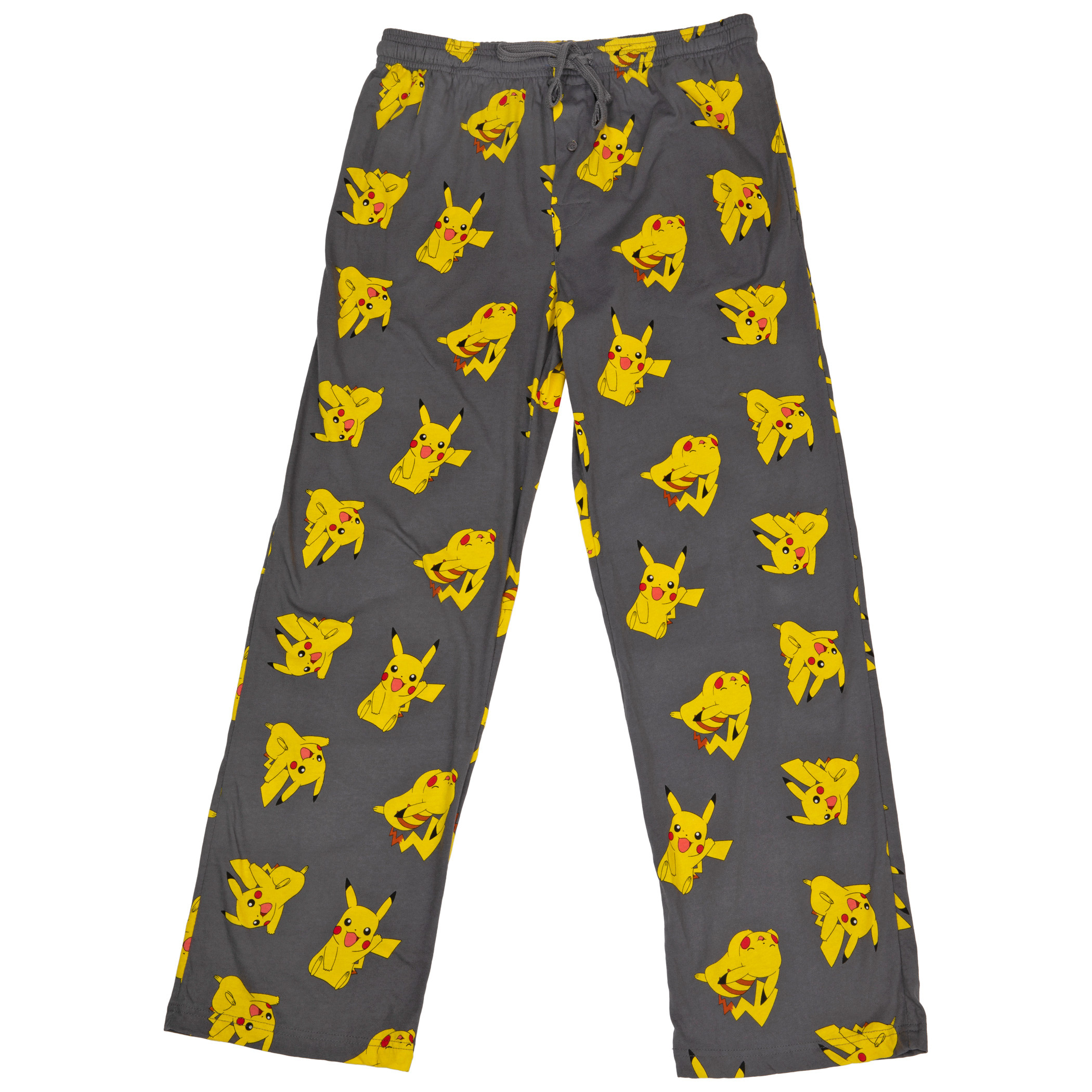 Pokemon Pikachu Character All Over Print Pajama Sleep Pants, Grey