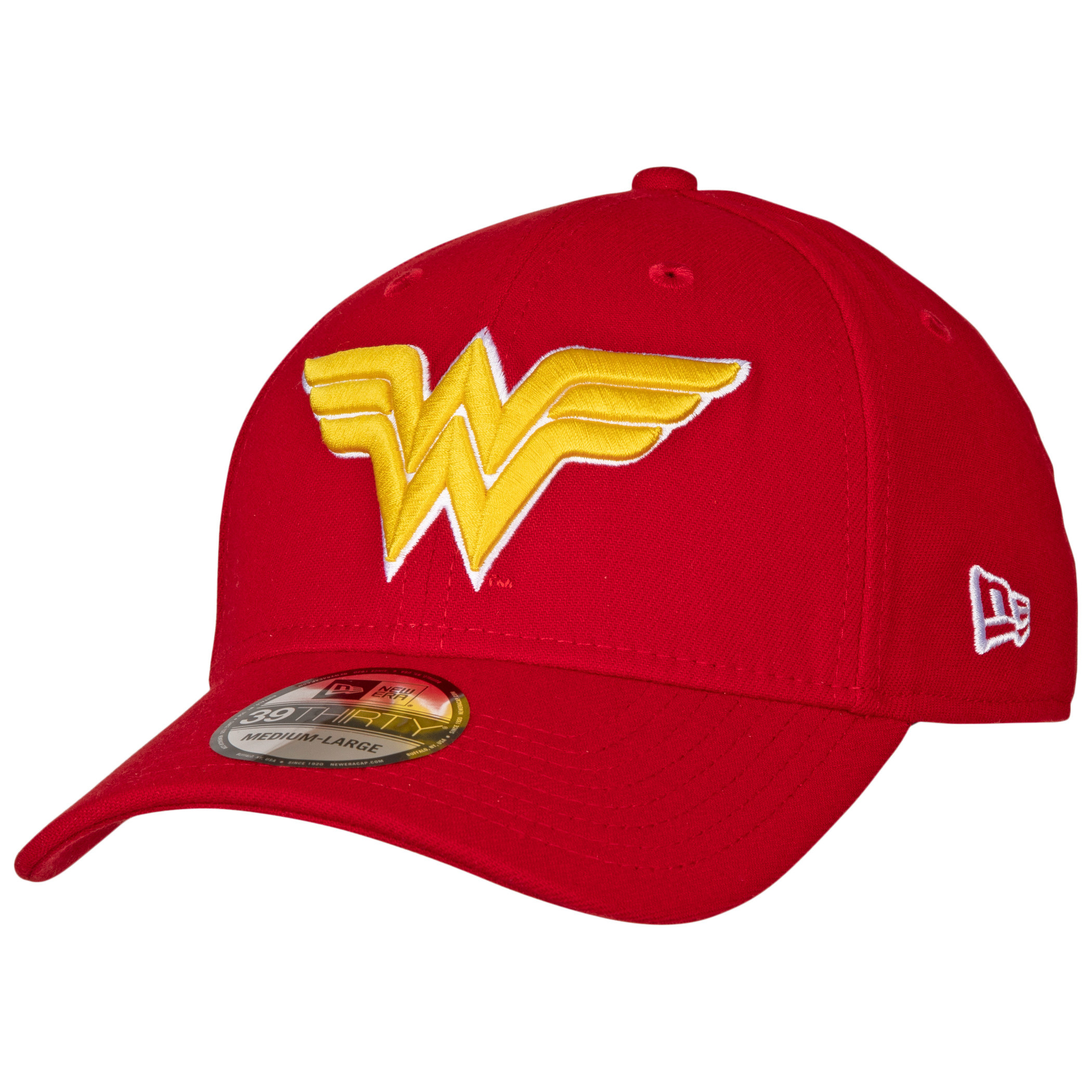 Wonder Woman Classic Symbol Color Block New Era 39Thirty Fitted Hat, Red