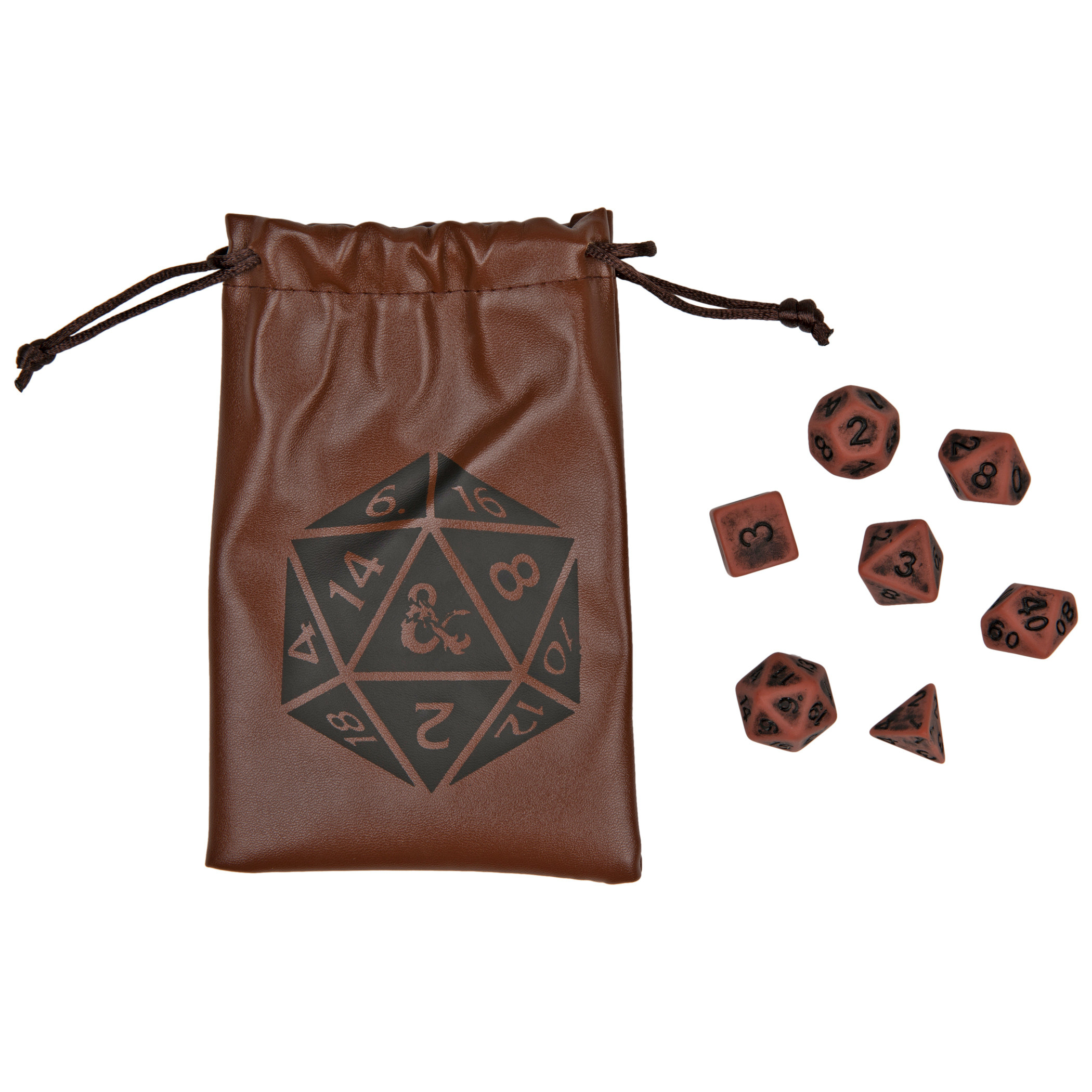 Dungeons & Dragons Dice Set and Bag, Brown