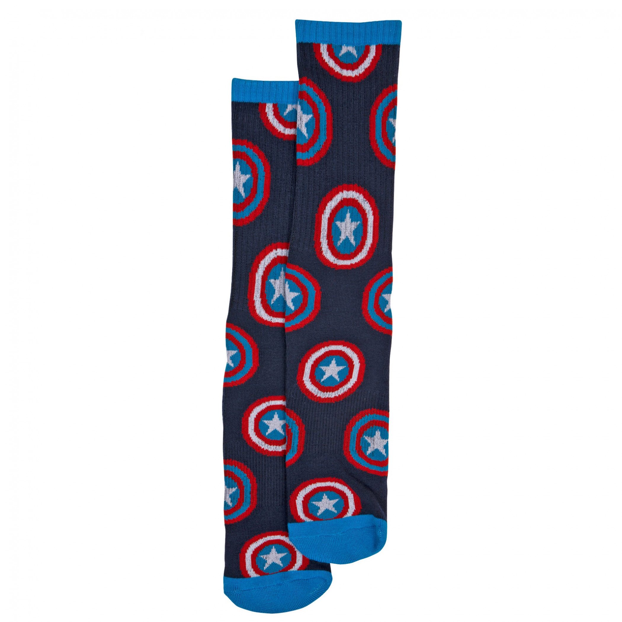 Captain America Shield Symbols Repeating Athletic Socks, Multi-Color