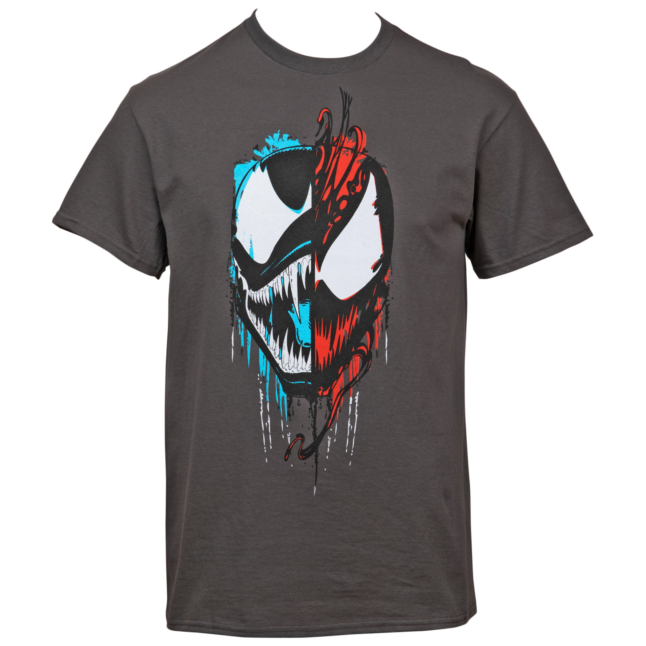 Marvel Comics Venom and Carnage Split Face T-Shirt, Grey