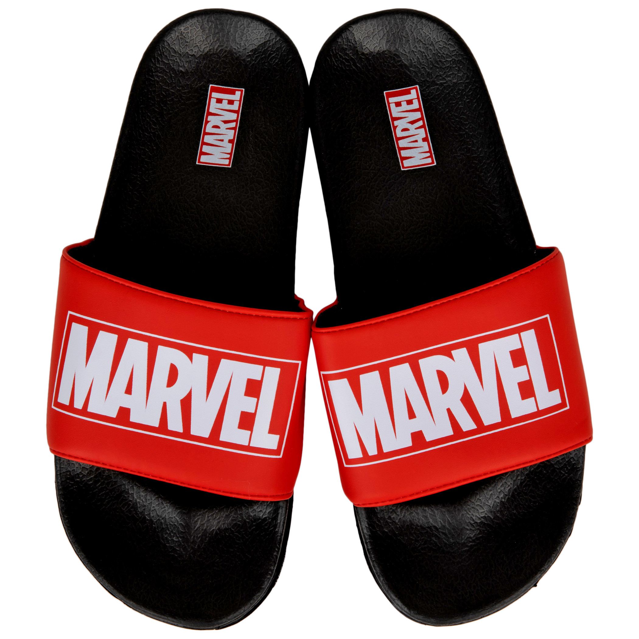 Marvel Comics Title Logo Men's Slide Sandals, Red