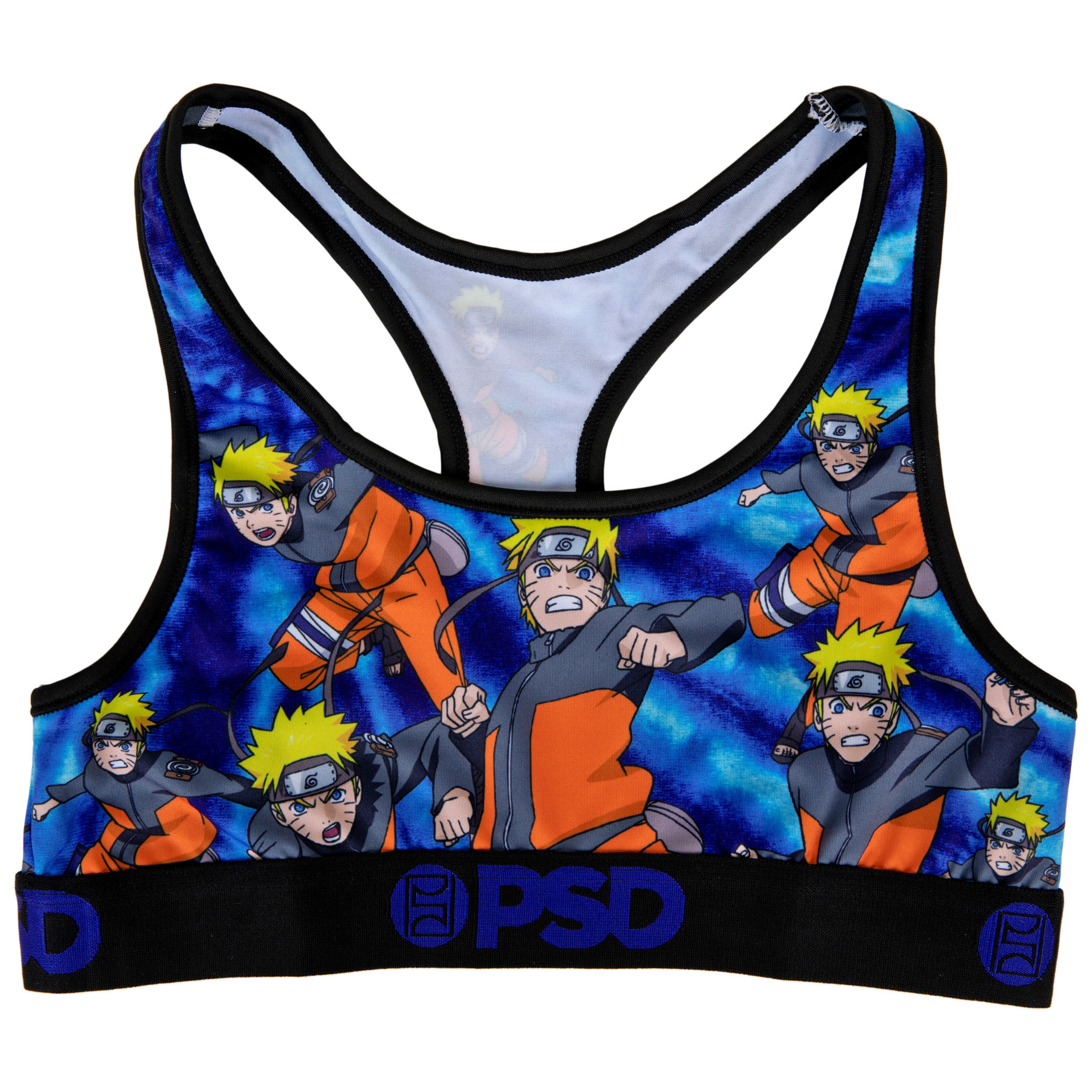 Naruto Clones Tie-Dye PSD Sports Bra, Blue