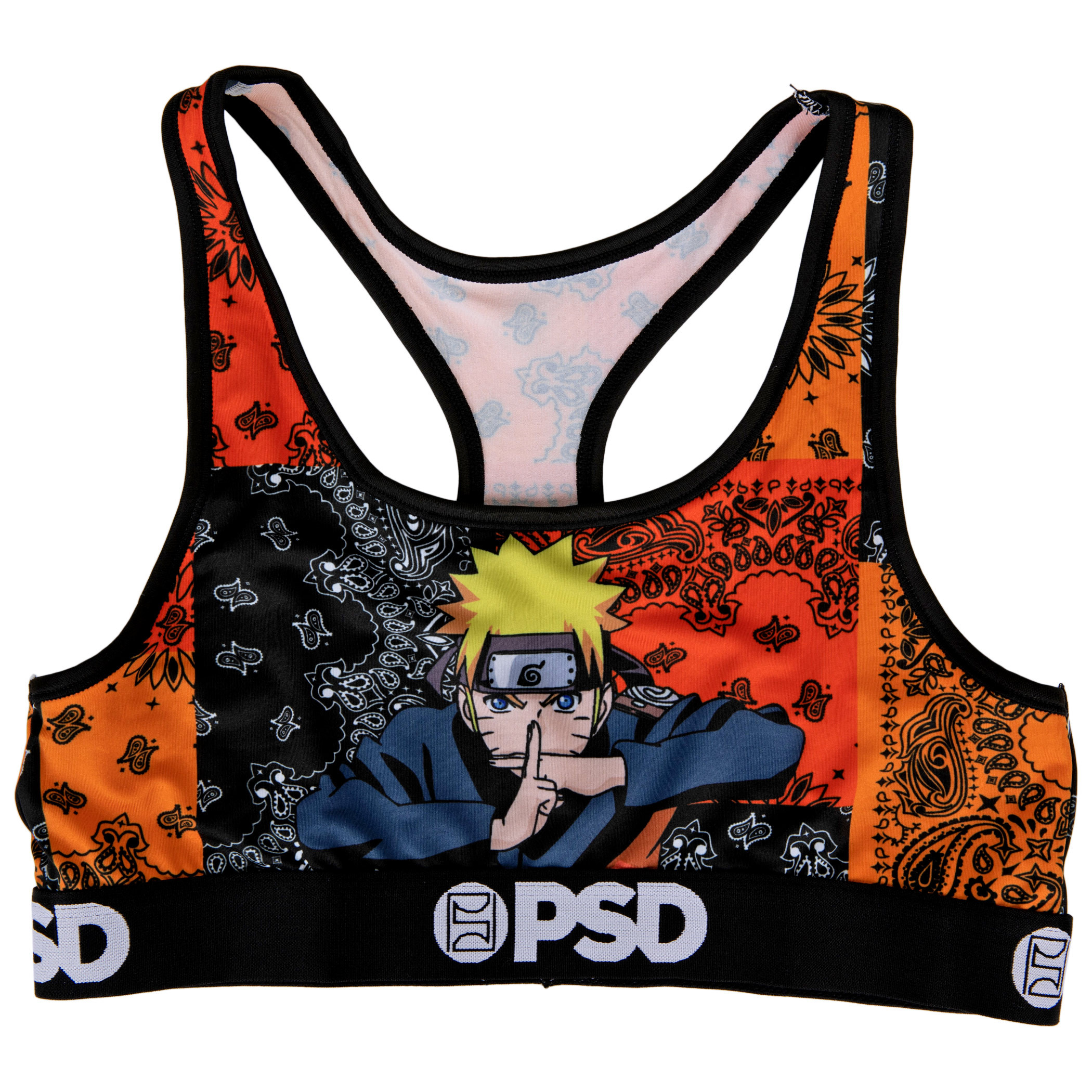 Naruto Pattern Patches PSD Sports Bra, Multi-Color