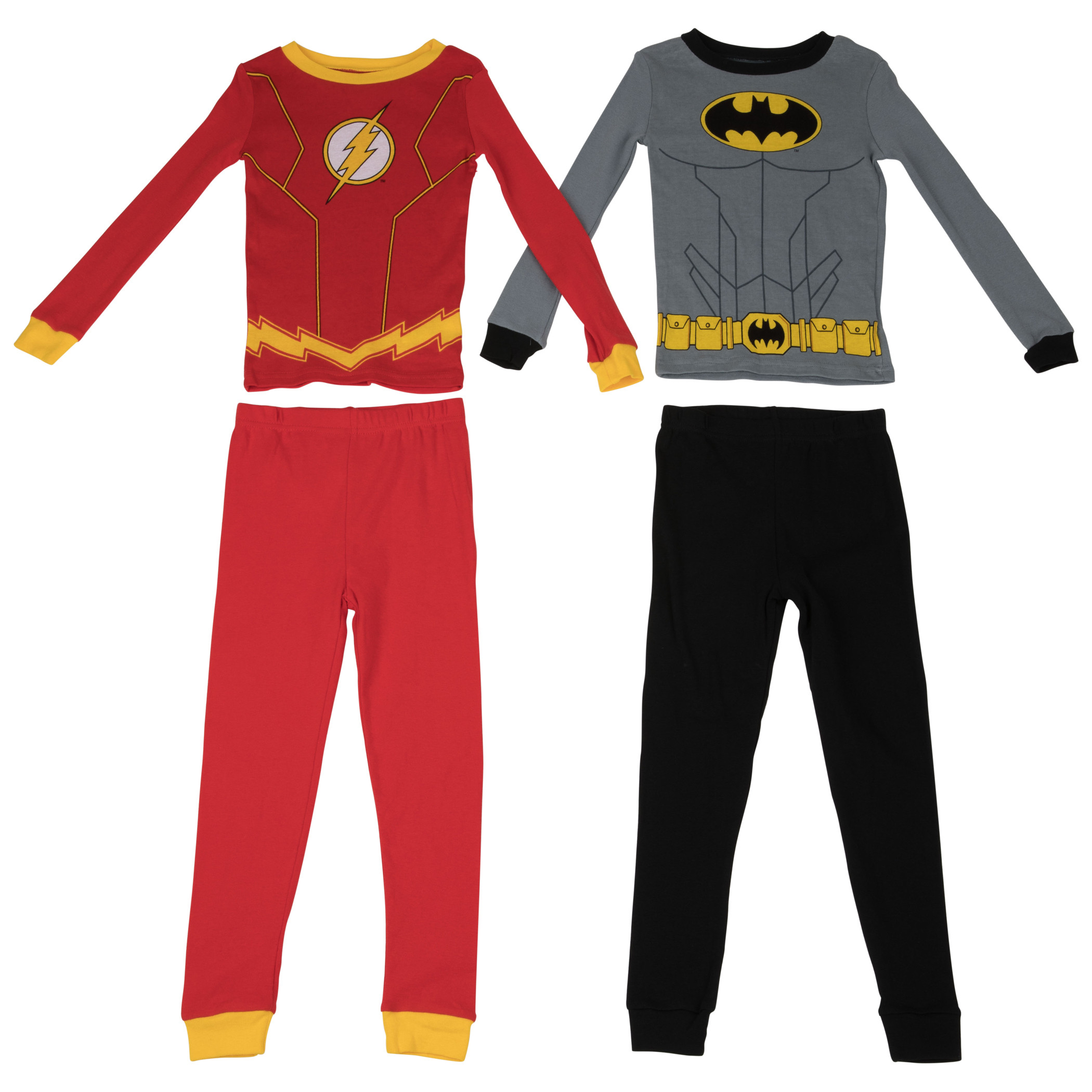 Batman and The Flash Cosplay 4-Piece Boys Pajama Set, Multi-Color