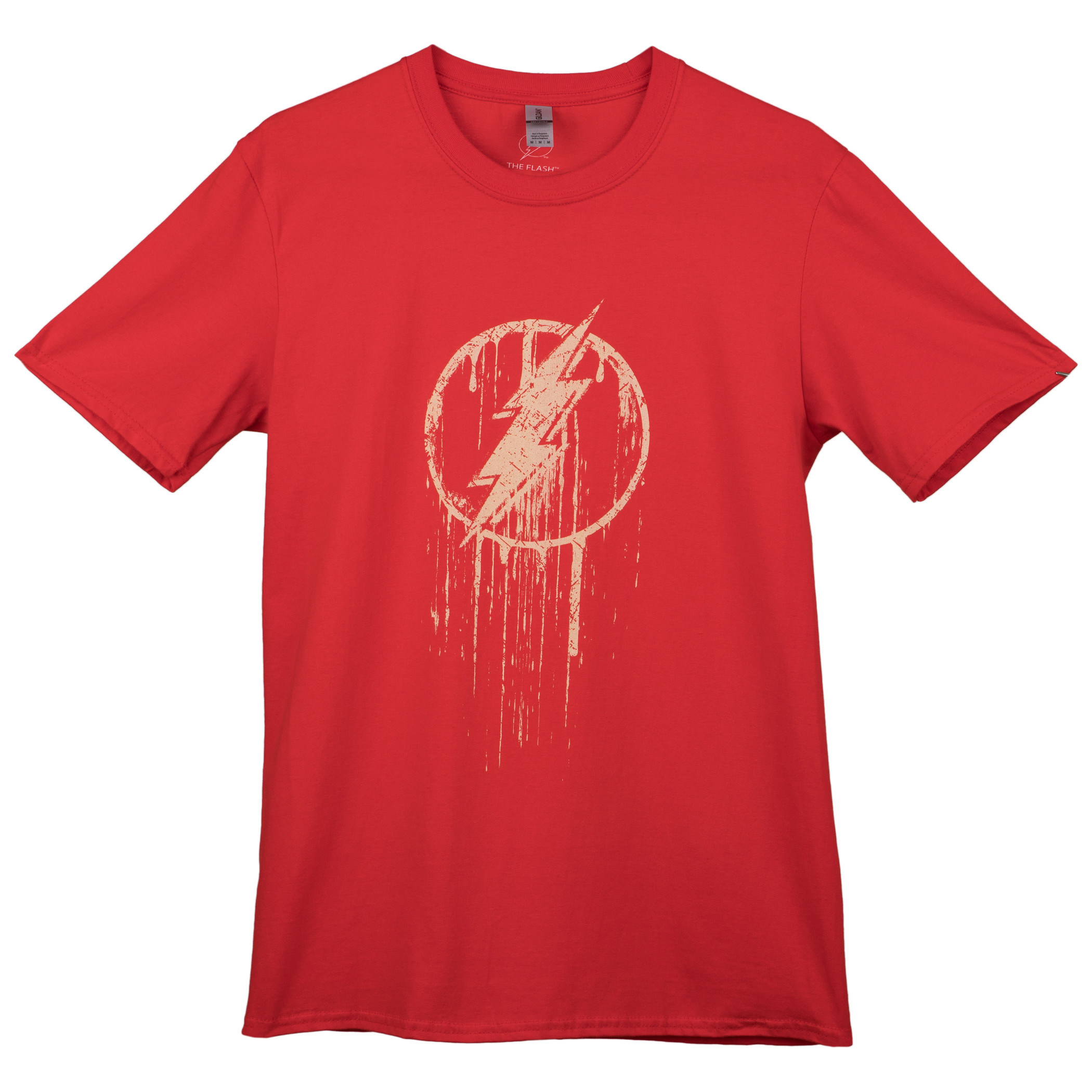 The Flash Logo Dripping Gold Paint T-Shirt, Red